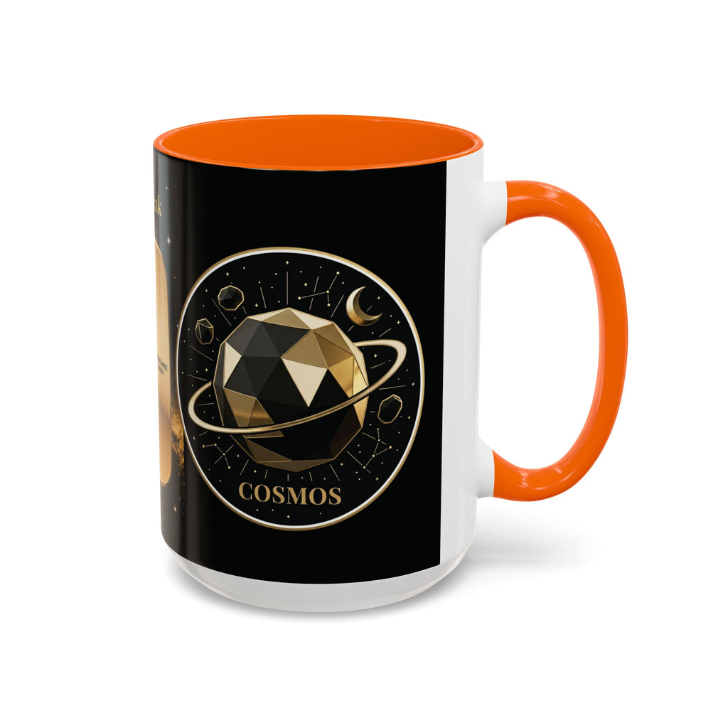 PRB Gold Cosmos Design Accent Coffee Mug | The Break, Planet Illustration by Printify