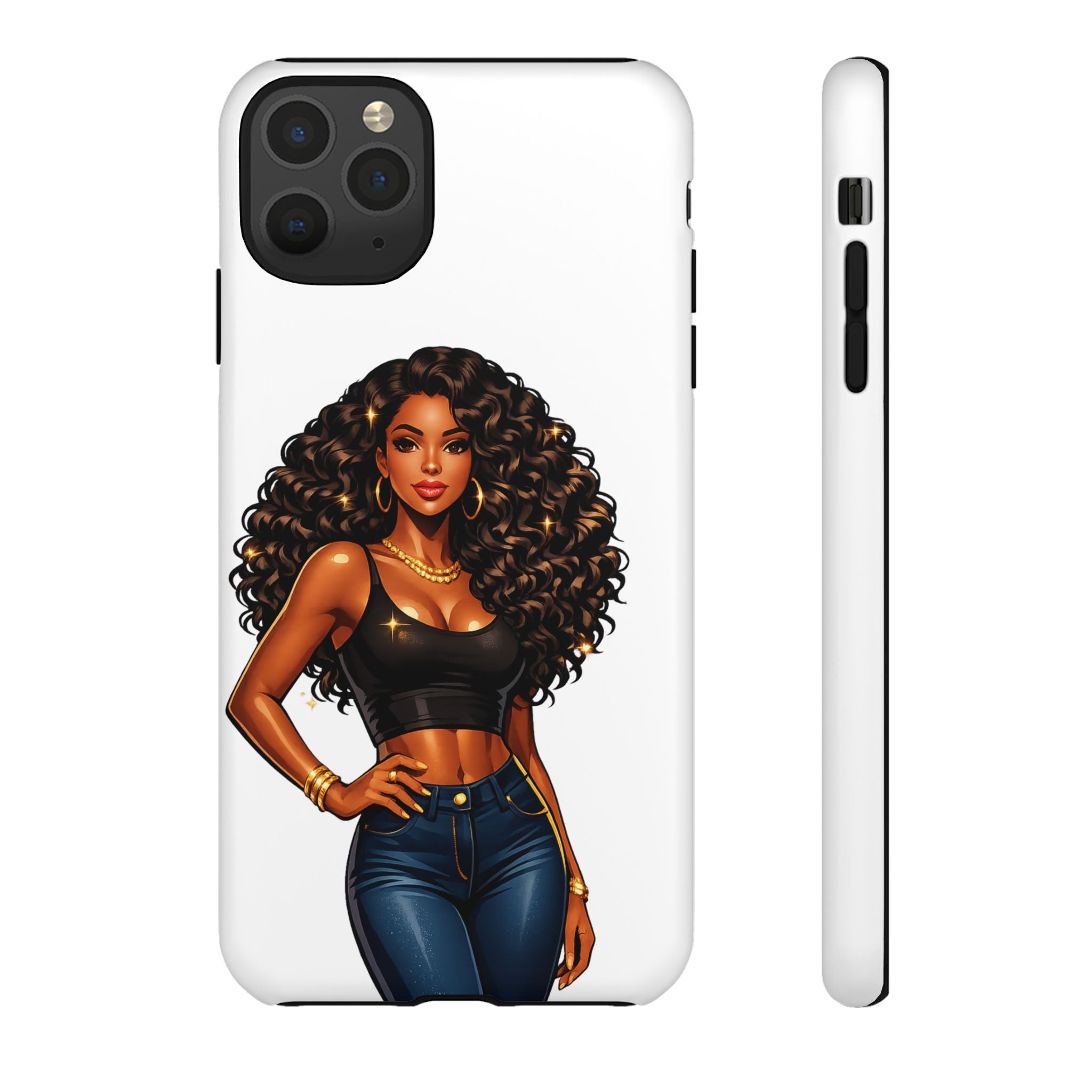 Pretty Rich Bitch by PRB Curly Hair Phone Case by Power Runs Black