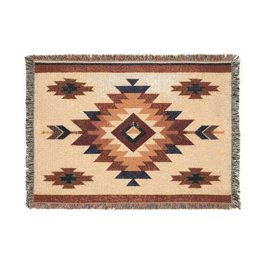 Power Runs Black PRB Southwestern Navajo Diamond Woven Blanket | Aztec Throw Blanket by Printify