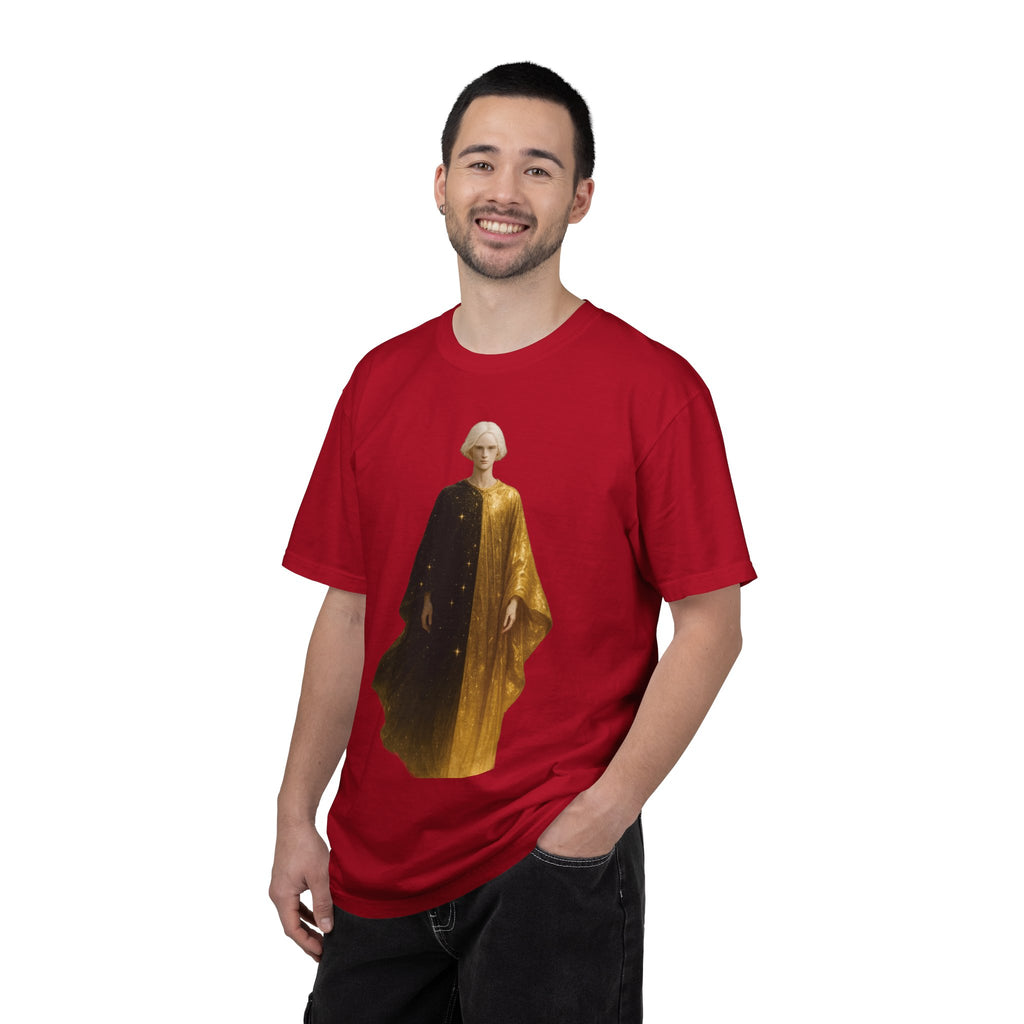 Power Runs Black PRB Twelfth Golden Cloak Figure T-Shirt | Surreal Angelic Portrait by Power Runs Black