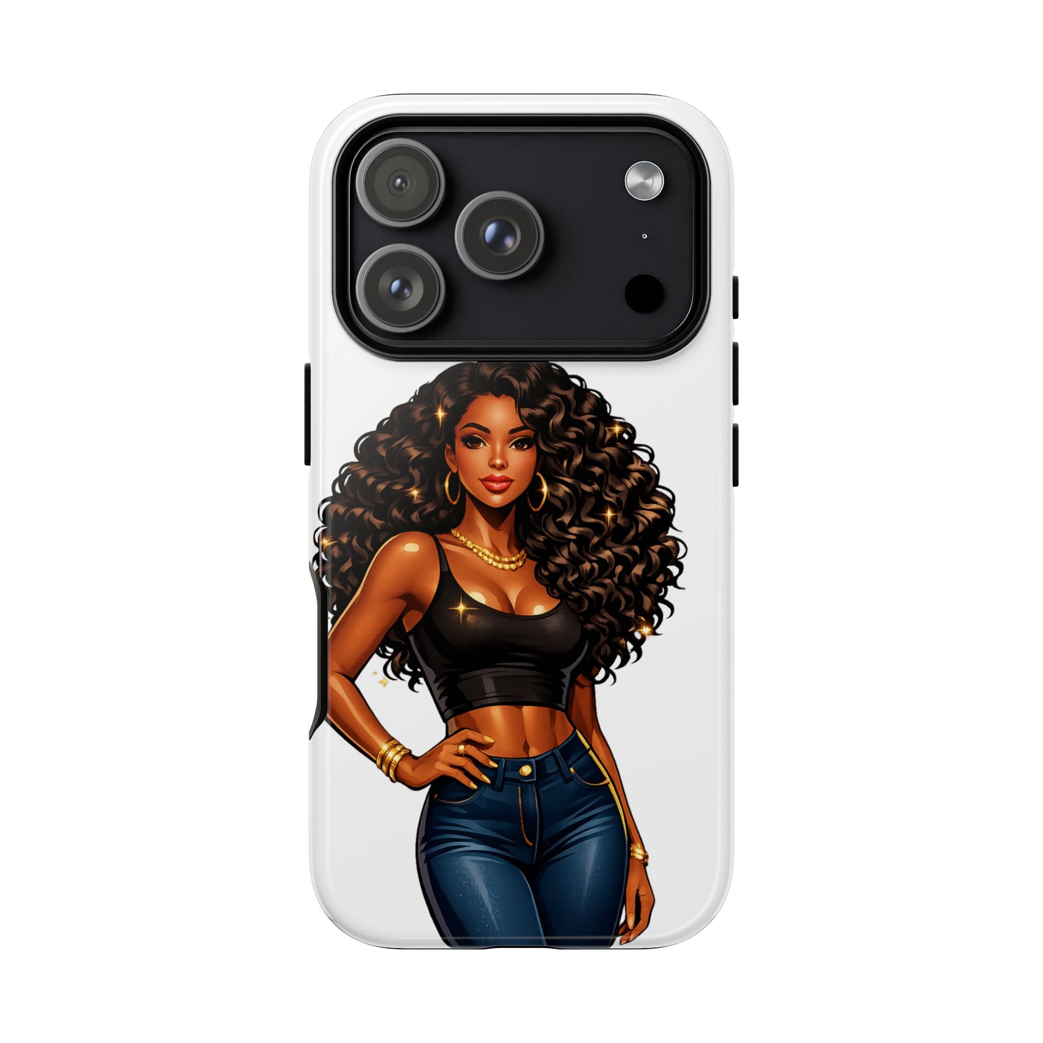 Pretty Rich Bitch by PRB Curly Hair Phone Case by Power Runs Black
