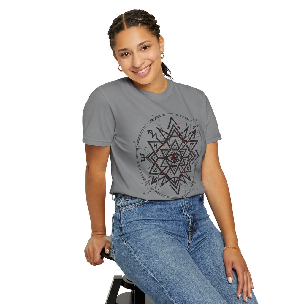 Power Runs Black PRB Eryx Tal Geometric Mandala T-Shirt — Symmetric Star Graphic Tee by Power Runs Black