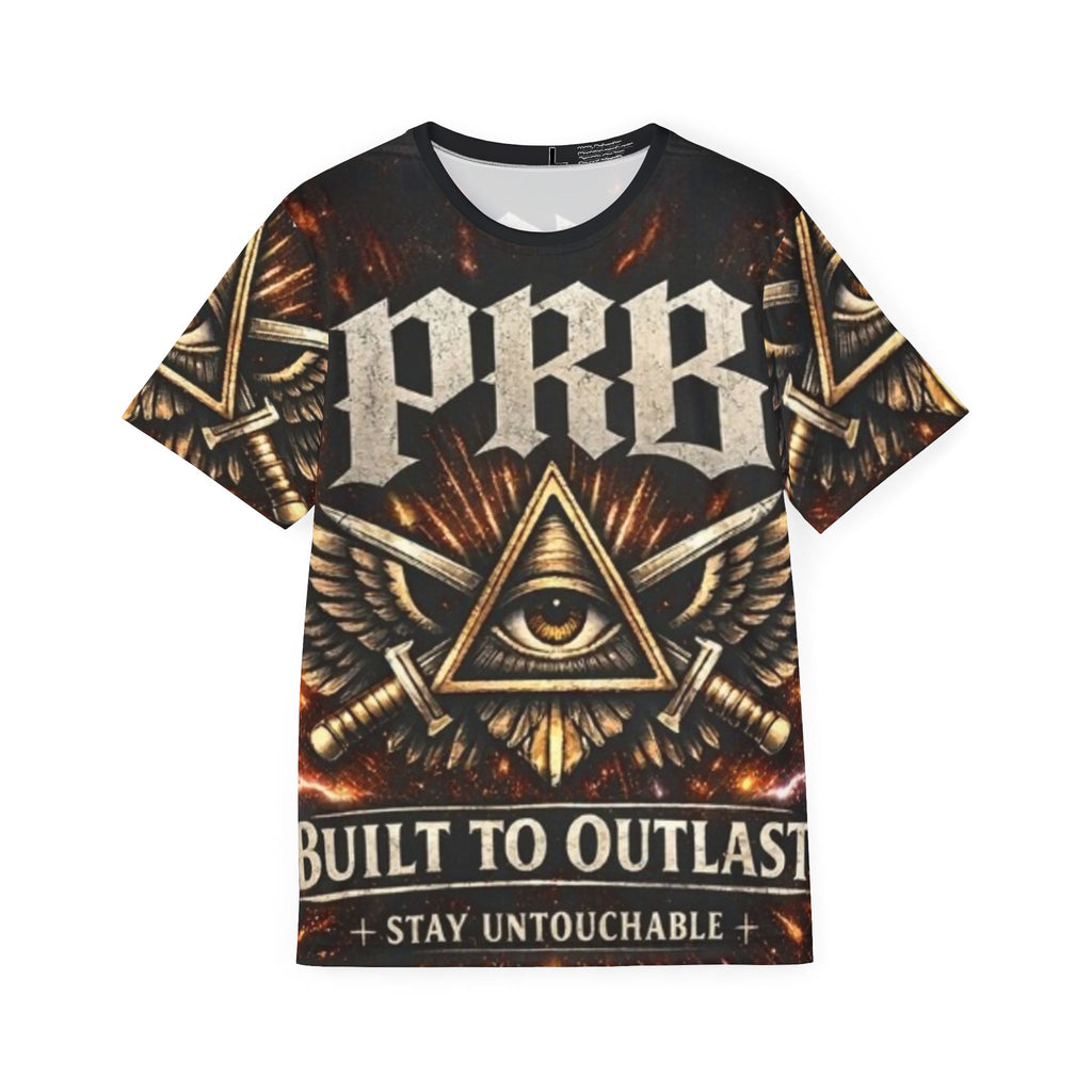 PRB Men's All-Over Print Sports Jersey | Built to Outlast Graphic Shirt by Power Runs Black