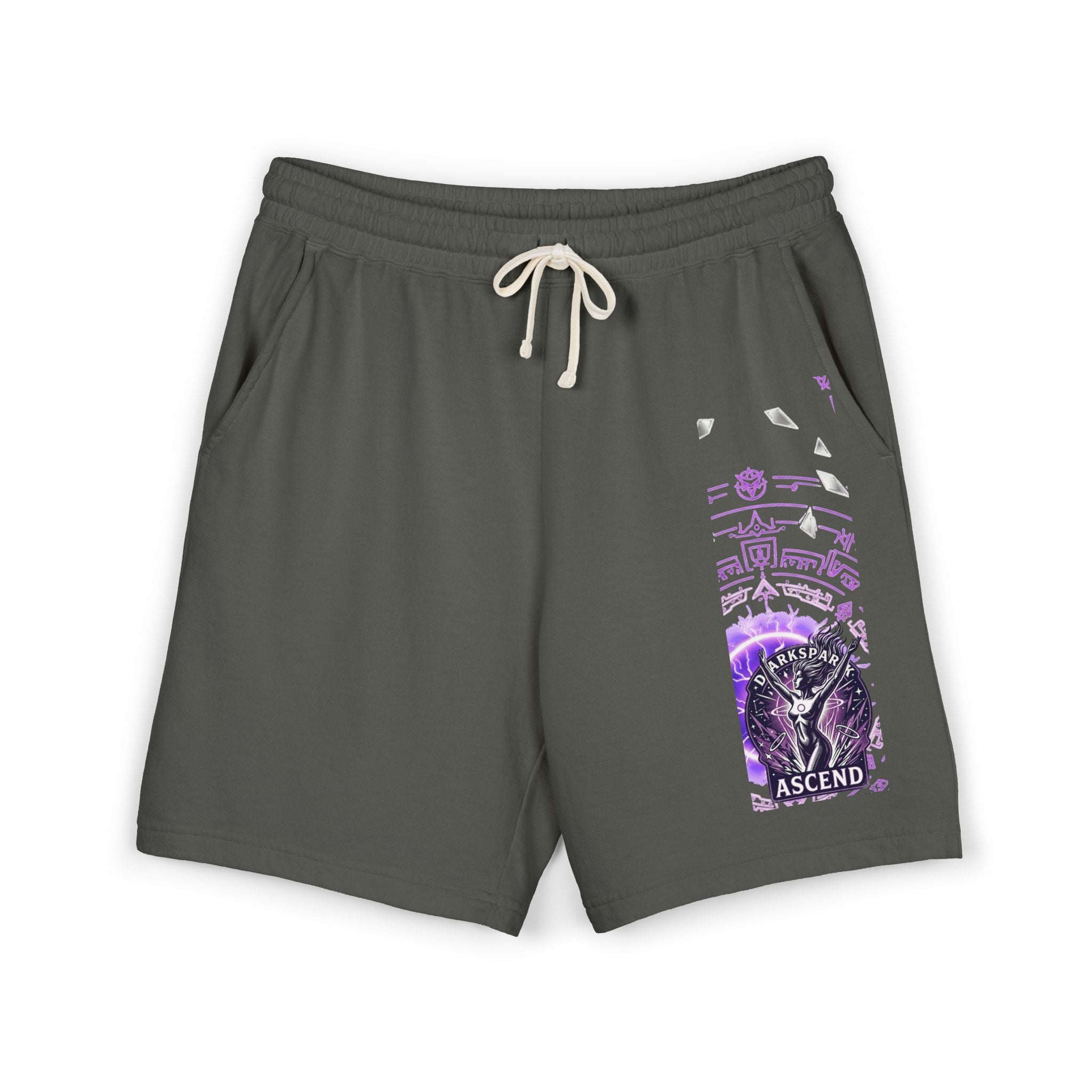 Power Runs Black PRB Ascend Graphic Sweat Shorts — Light Fleece Athletic Lounge Shorts by Power Runs Black