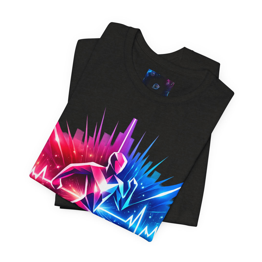 Power Runs Black PRB Running Pulse Graphic Tee — Neon Runner Heartbeat Sports T‑Shirt by Power Runs Black