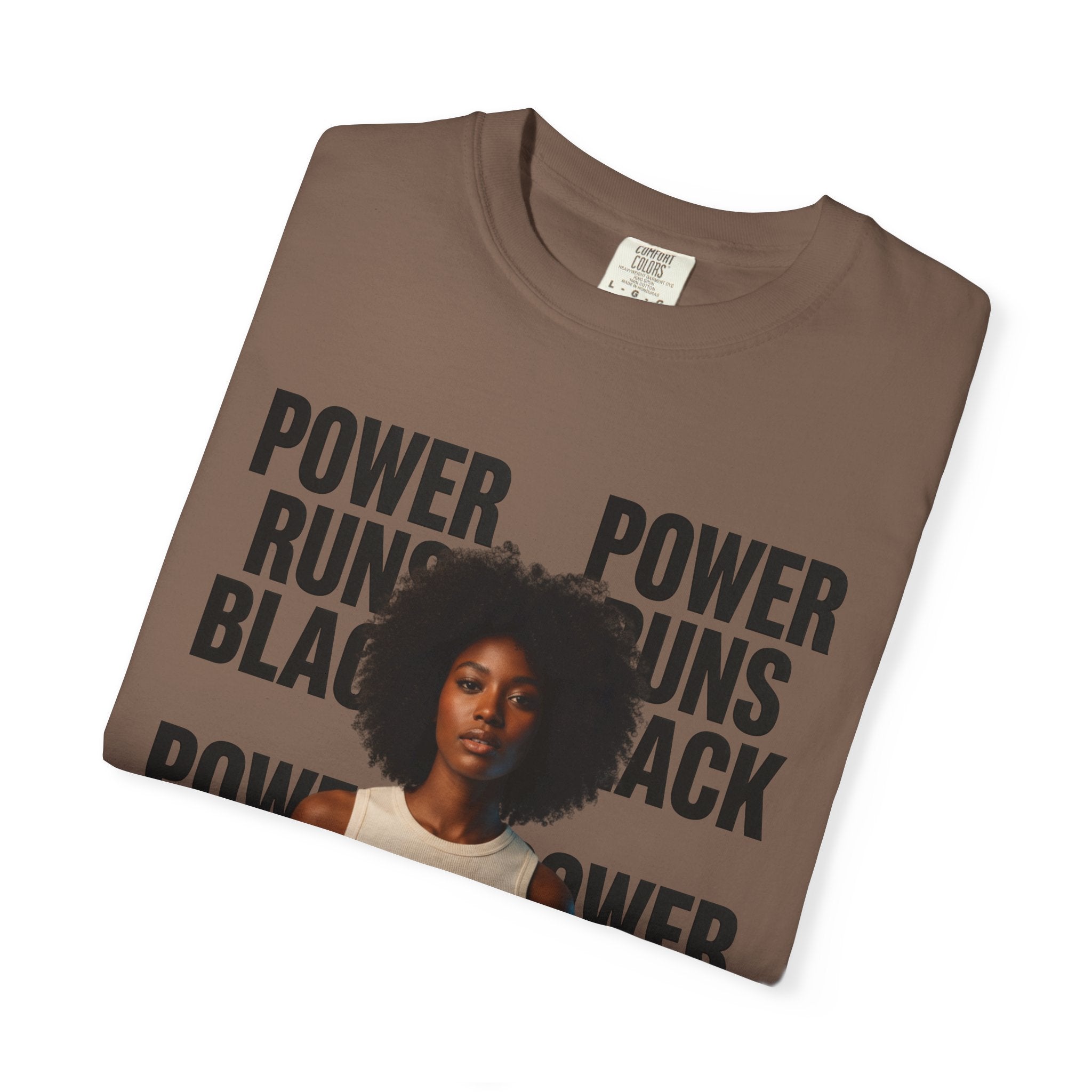 PRB Power Runs Black T-Shirt — Empowerment Portrait Tee by Power Runs Black