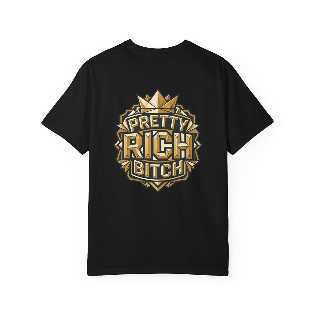Pretty Rich Bitch The Collection by PRB T-Shirt — Bold Graphic Tee with Empowered Woman Portrait by Power Runs Black
