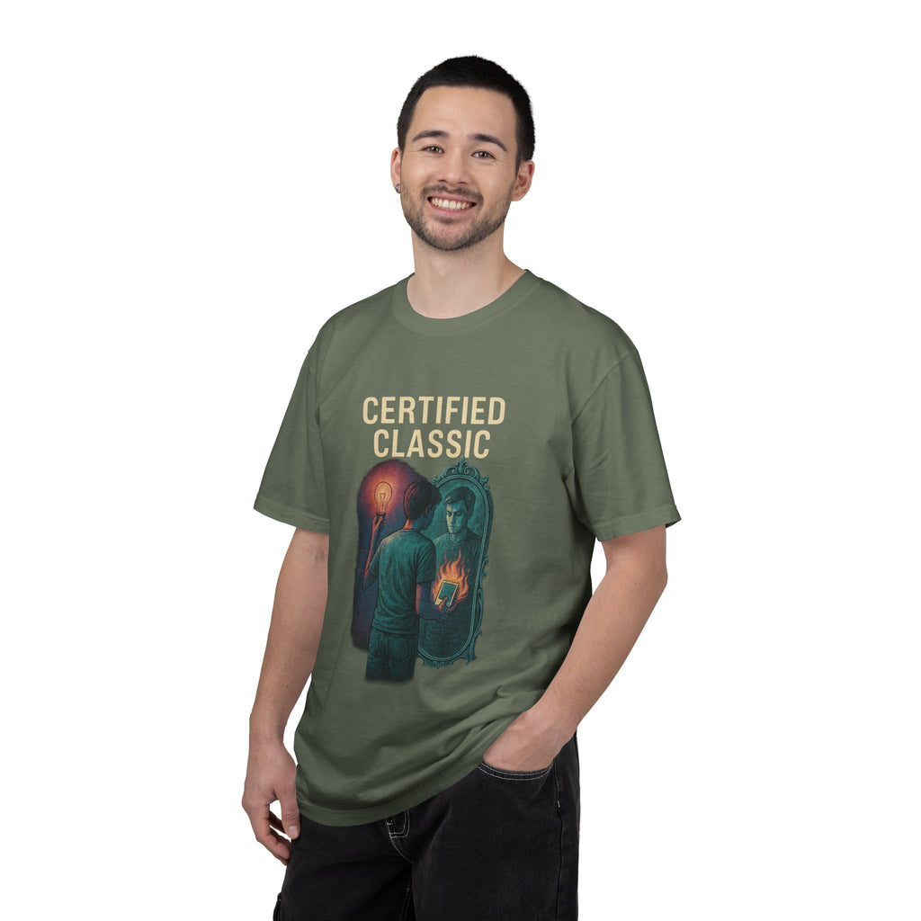 PRB Certified Classic Mirror Illustration T-shirt | Retro Mystic Artwork by Power Runs Black