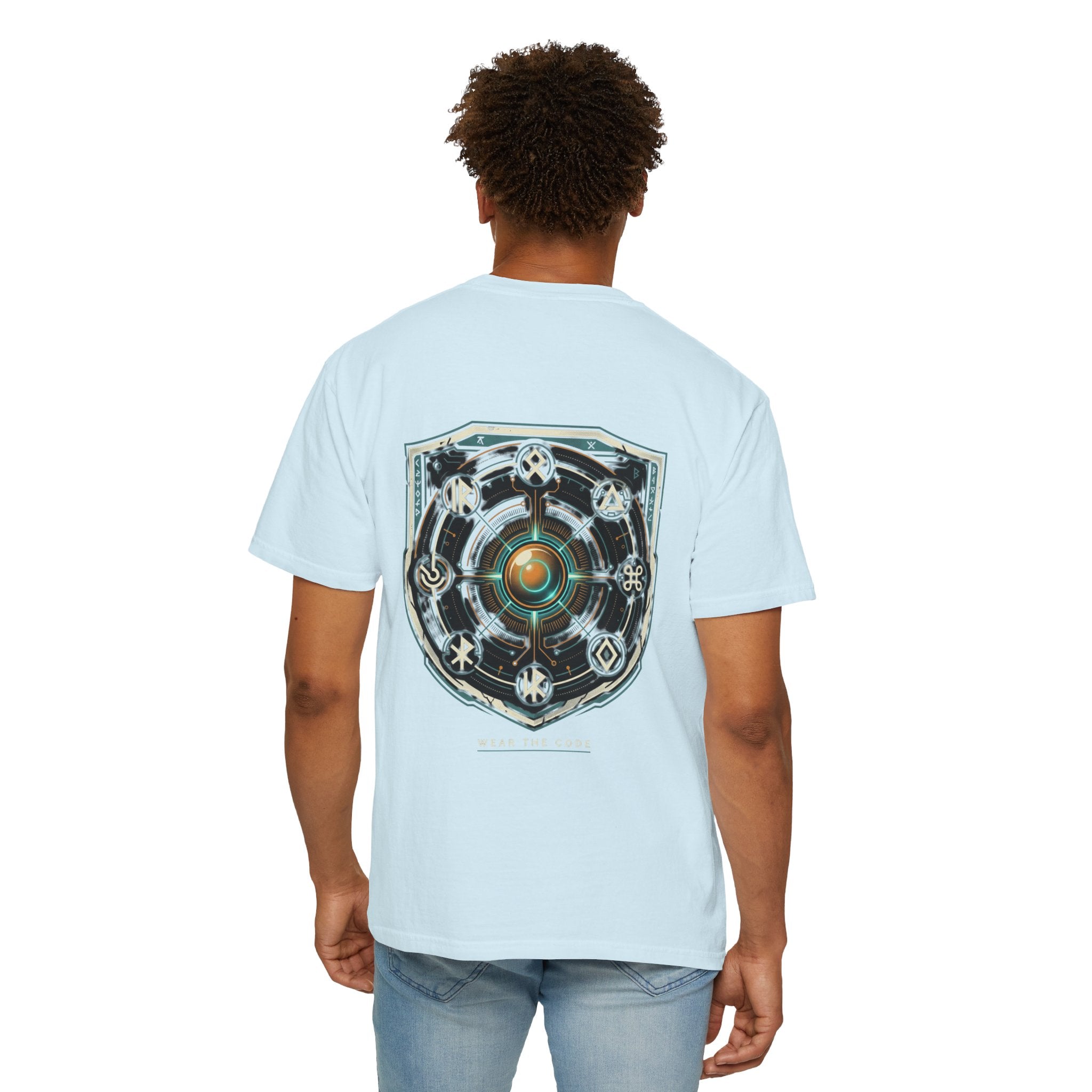 Power Runs Black PRB "Wear The Code" Mystic Shield T-Shirt — Geometric Sigil Graphic Tee by Printify