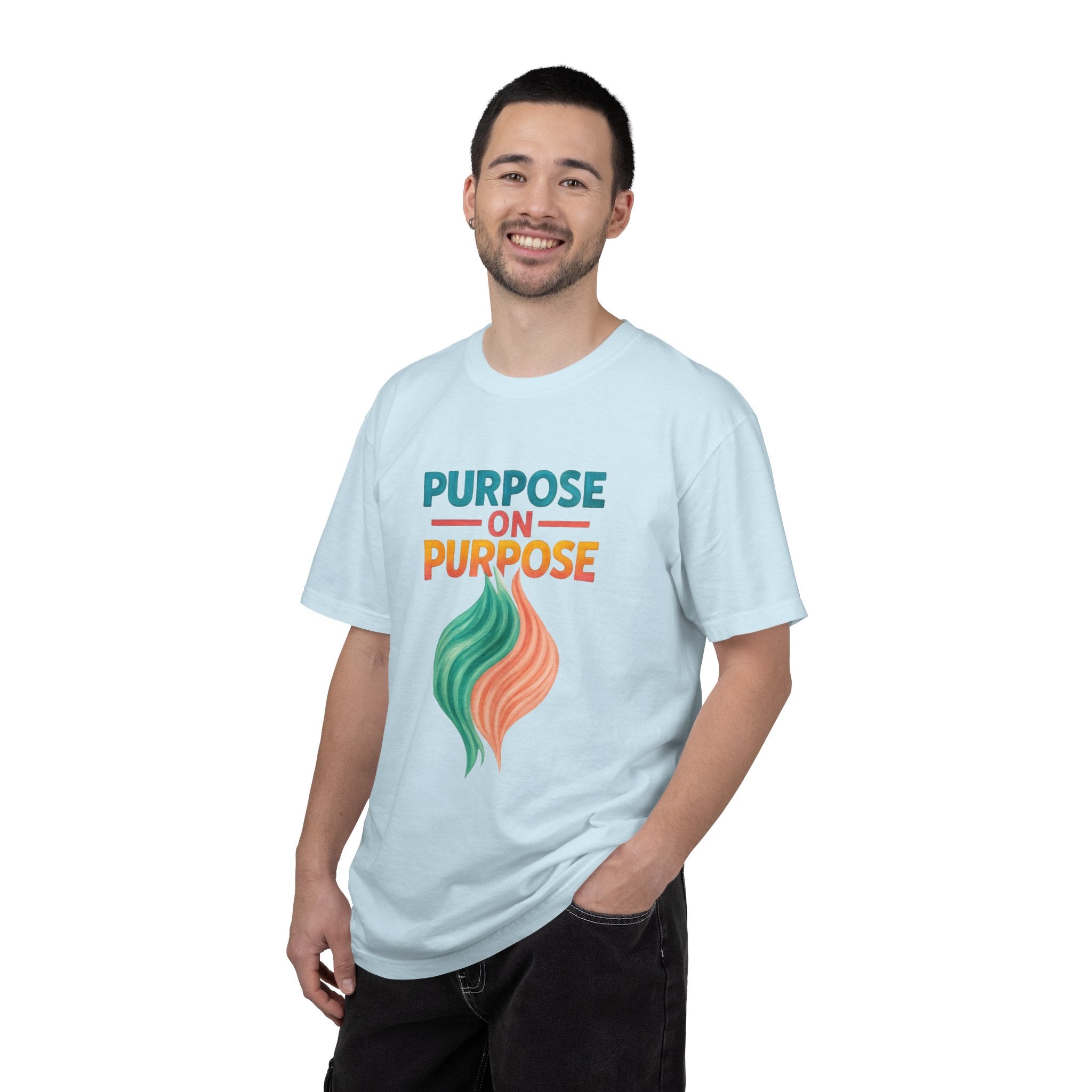 PRB Purpose On Purpose T-Shirt — Inspirational Graphic Tee with Abstract Wave Design by Power Runs Black