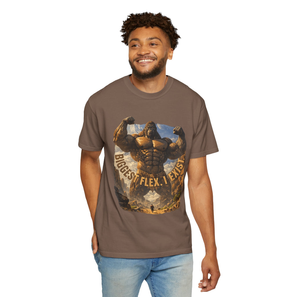Power Runs Black PRB Biggest Flex I Exist T-Shirt — Funny Muscle Gorilla Graphic Tee by Printify