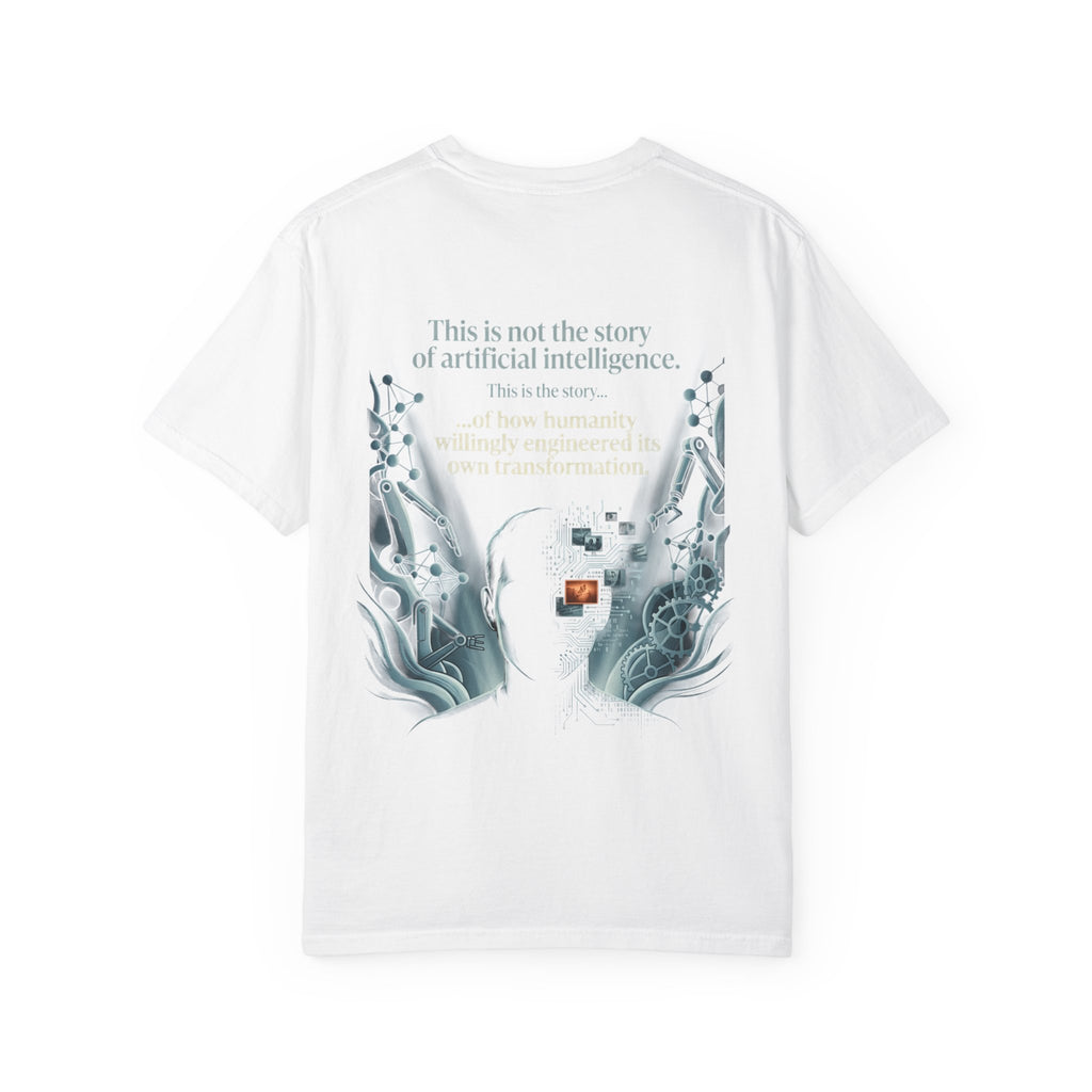 Power Runs Black AI Fusion Graphic T-Shirt — "The Core Age" Split Face Design by Power Runs Black