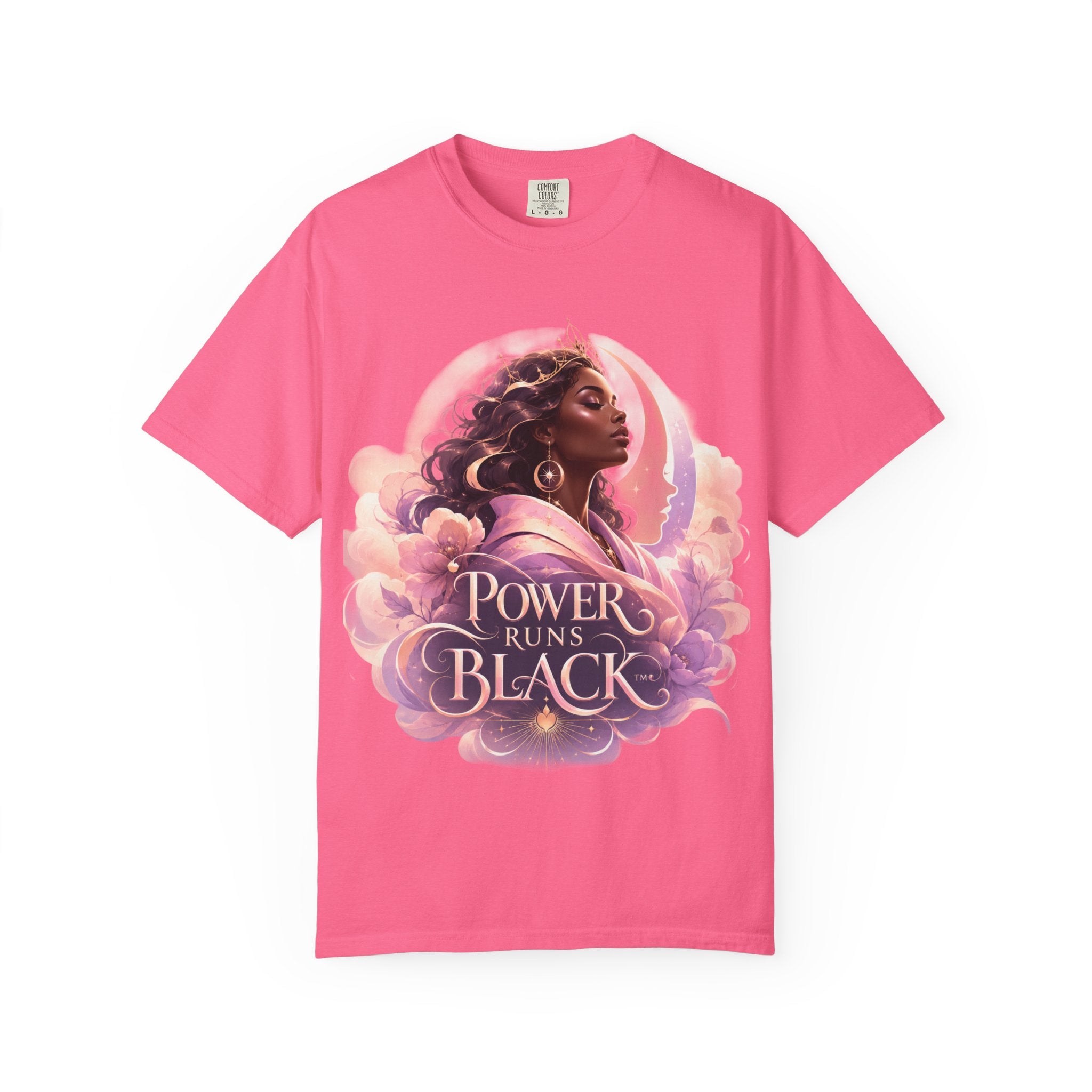Power Runs Black graphic tee | Black woman portrait, Afro empowerment shirt by Power Runs Black