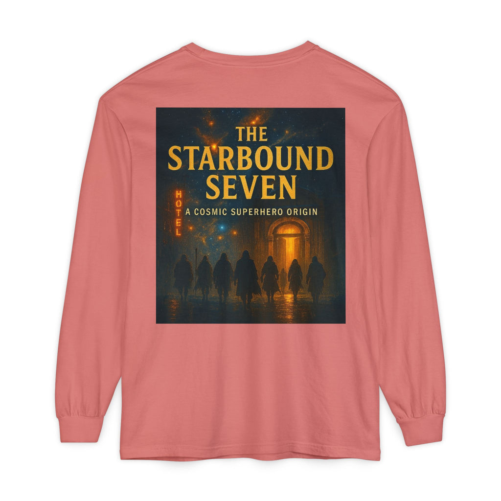 PRB The Starbound Seven graphic long sleeve shirt | cosmic superhero poster by Power Runs Black