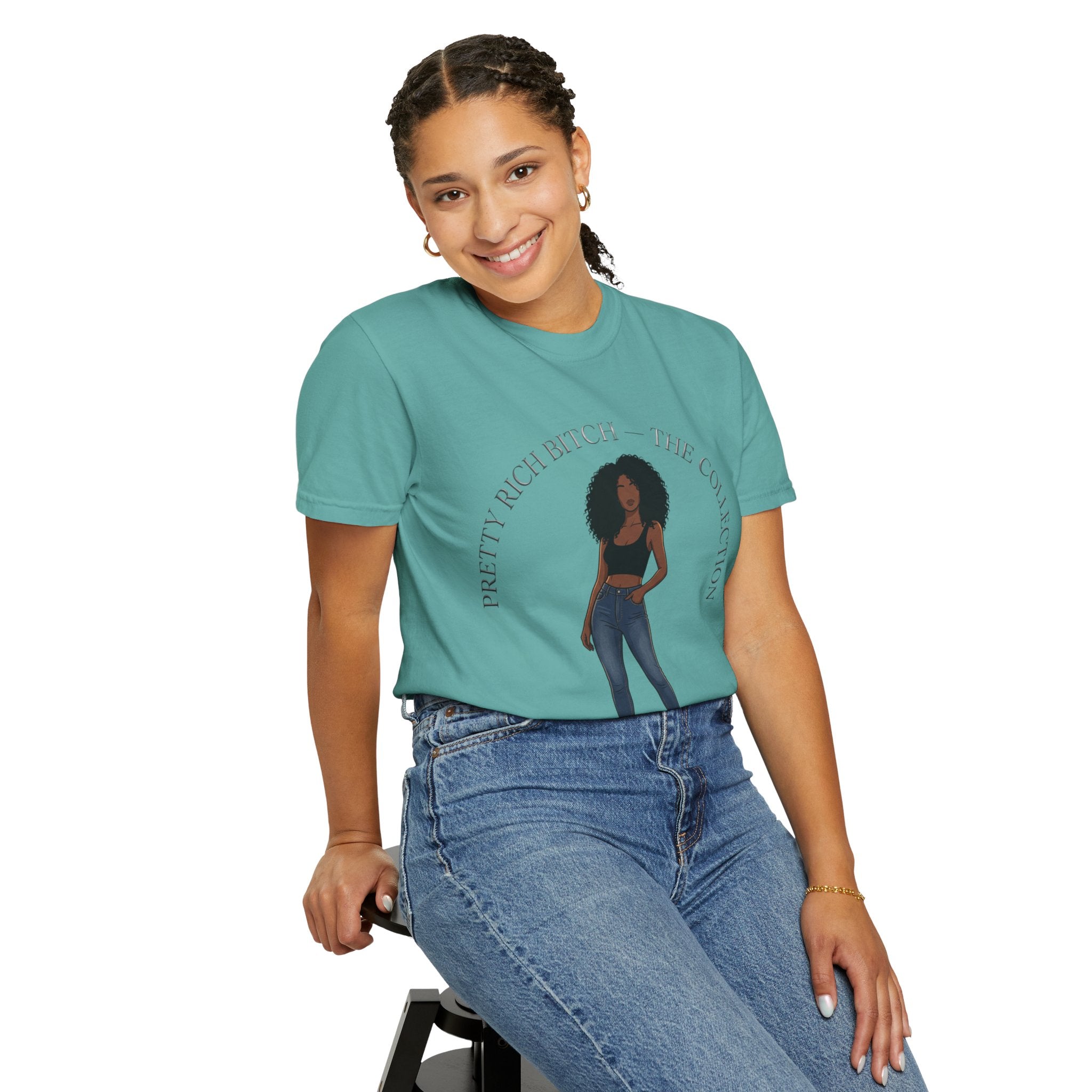 Pretty Rich Bitch The Collection by PRB Graphic Tee (Afro Curly Woman) by Power Runs Black