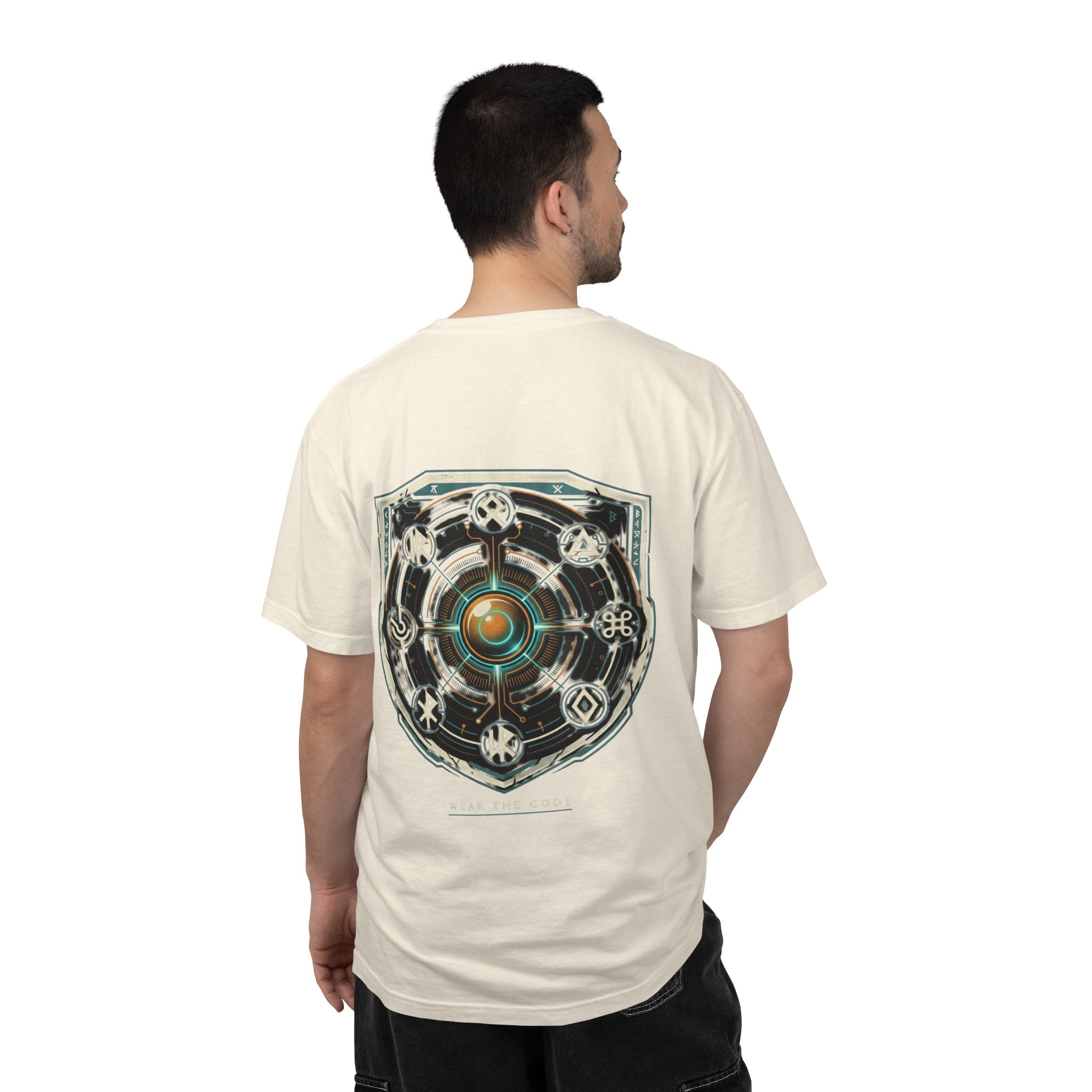 Power Runs Black PRB "Wear The Code" Mystic Shield T-Shirt — Geometric Sigil Graphic Tee by Printify