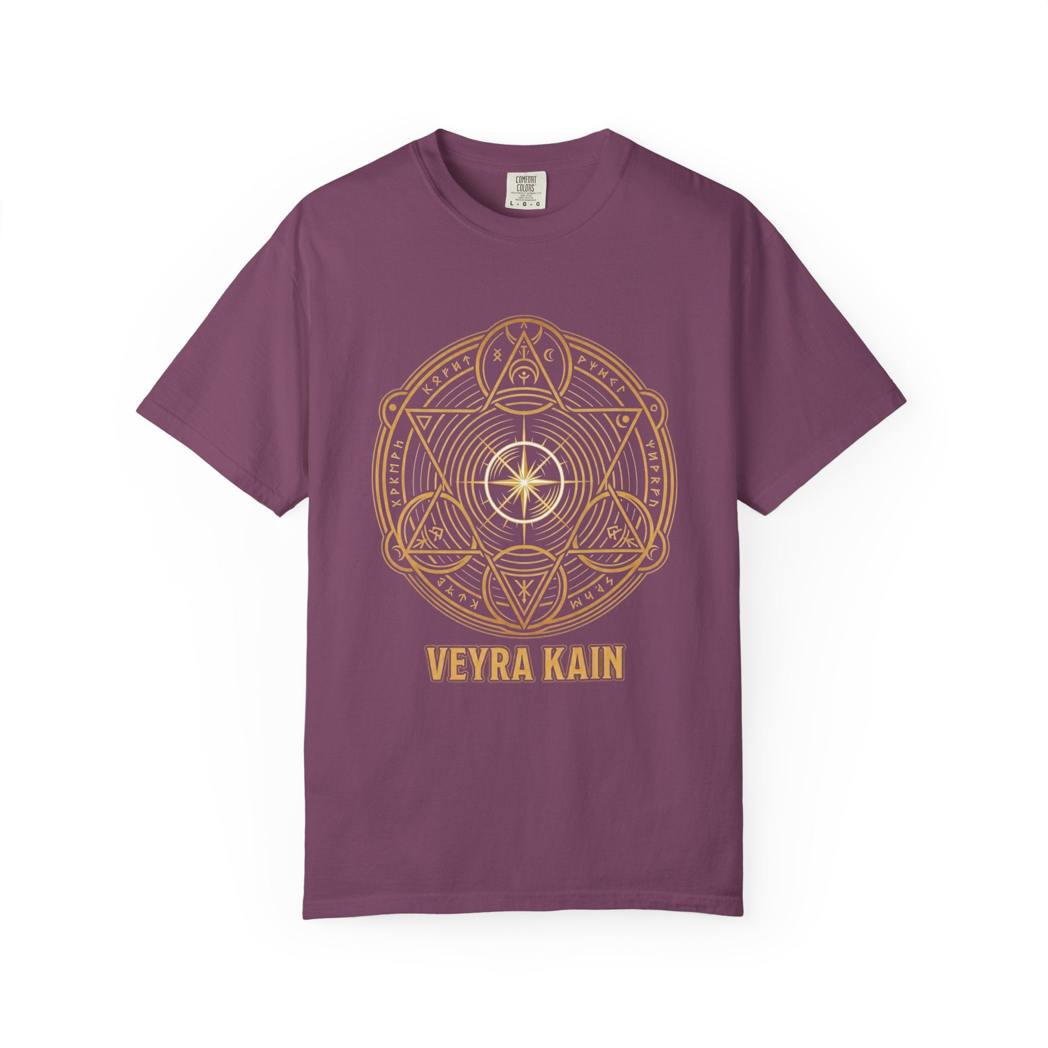 Power Runs Black PRB — Veyra Kain Geometric Sigil Tee with “Too Much Becomes Ruin” Graphic T-Shirt by Printify