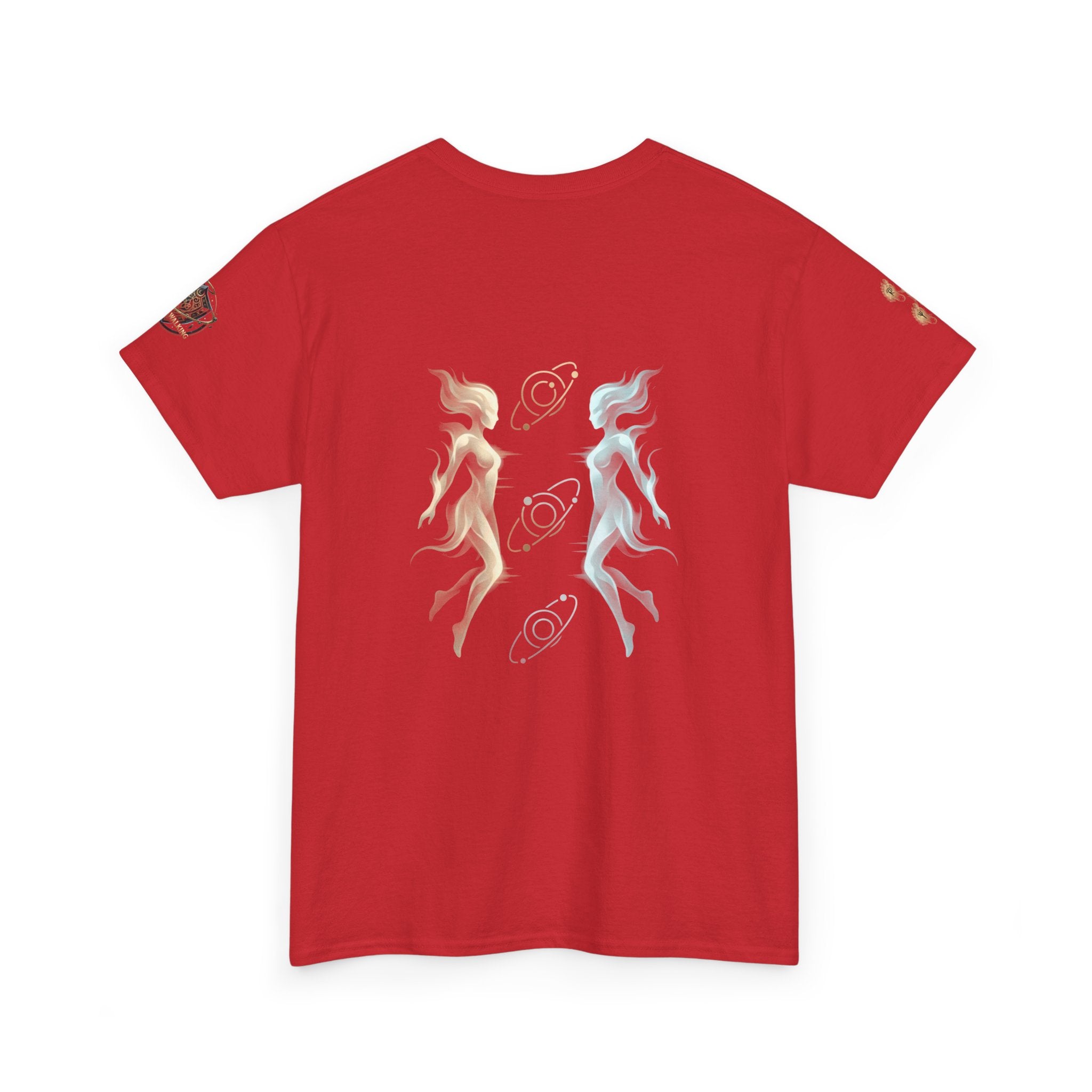 Power Runs Black Gemini Spirit Tee — Twin Sun & Moon Celestial Graphic T-Shirt by Printify