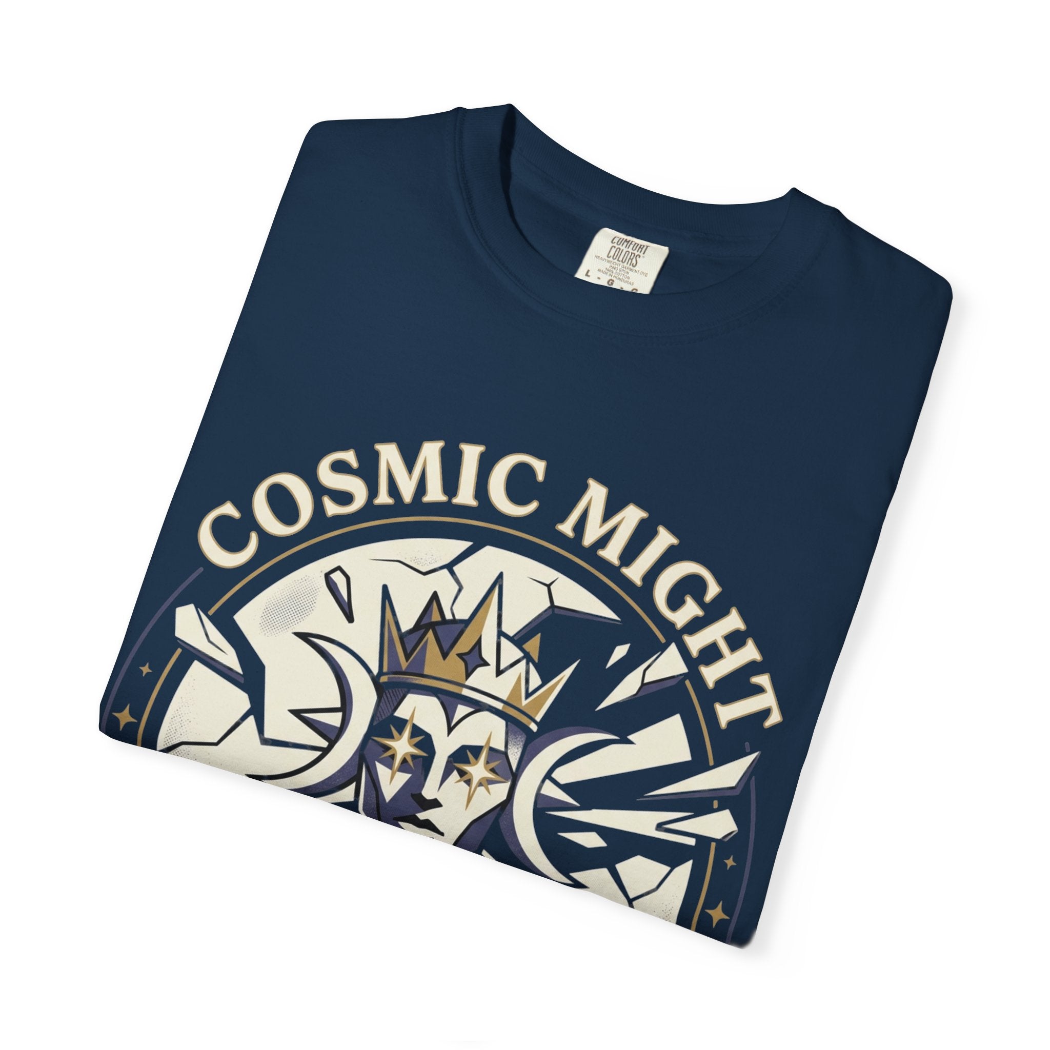 PRB Starforged Flex Cosmic Might Unleashed Graphic T-Shirt — 'Cosmic Might Unleashed' Vintage Astro King Tee by Power Runs Black