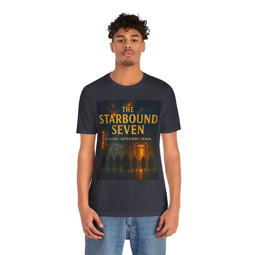 Power Runs Black PRB The Starbound Seven Tee – Retro Cosmic Superhero Poster Shirt by Power Runs Black
