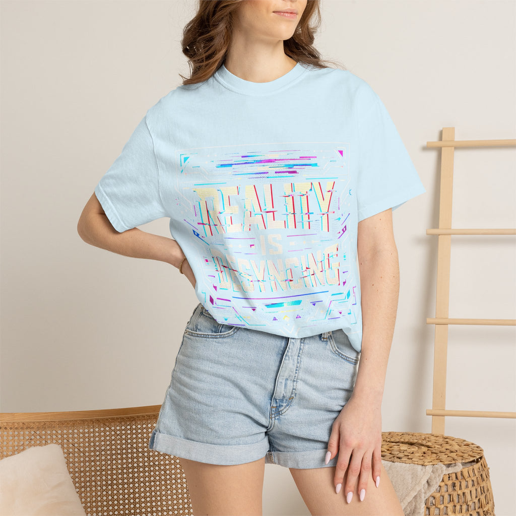 Power Runs Black PRB Glitchy Pastel "Reality Is Desyncing" T-Shirt by Printify