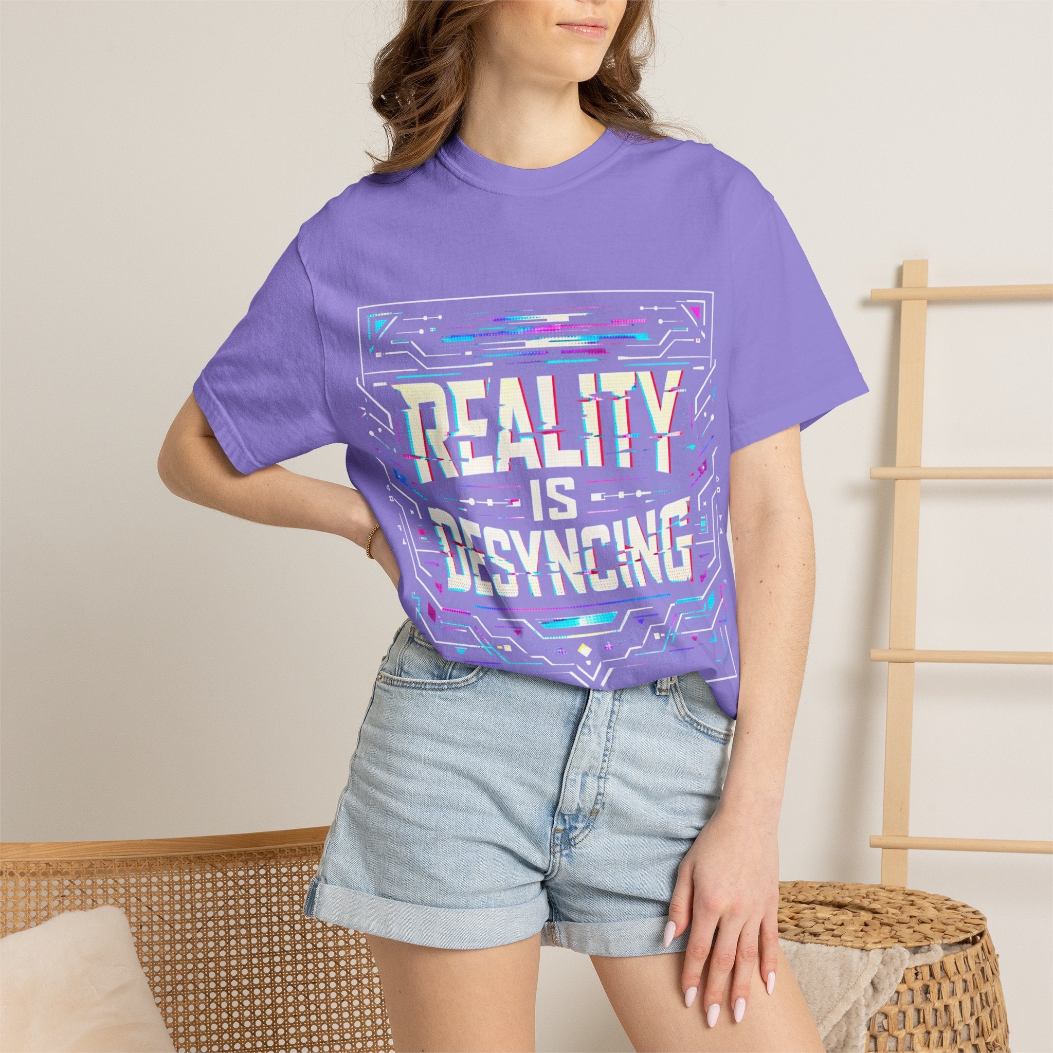 Power Runs Black PRB Glitchy Pastel "Reality Is Desyncing" T-Shirt by Printify