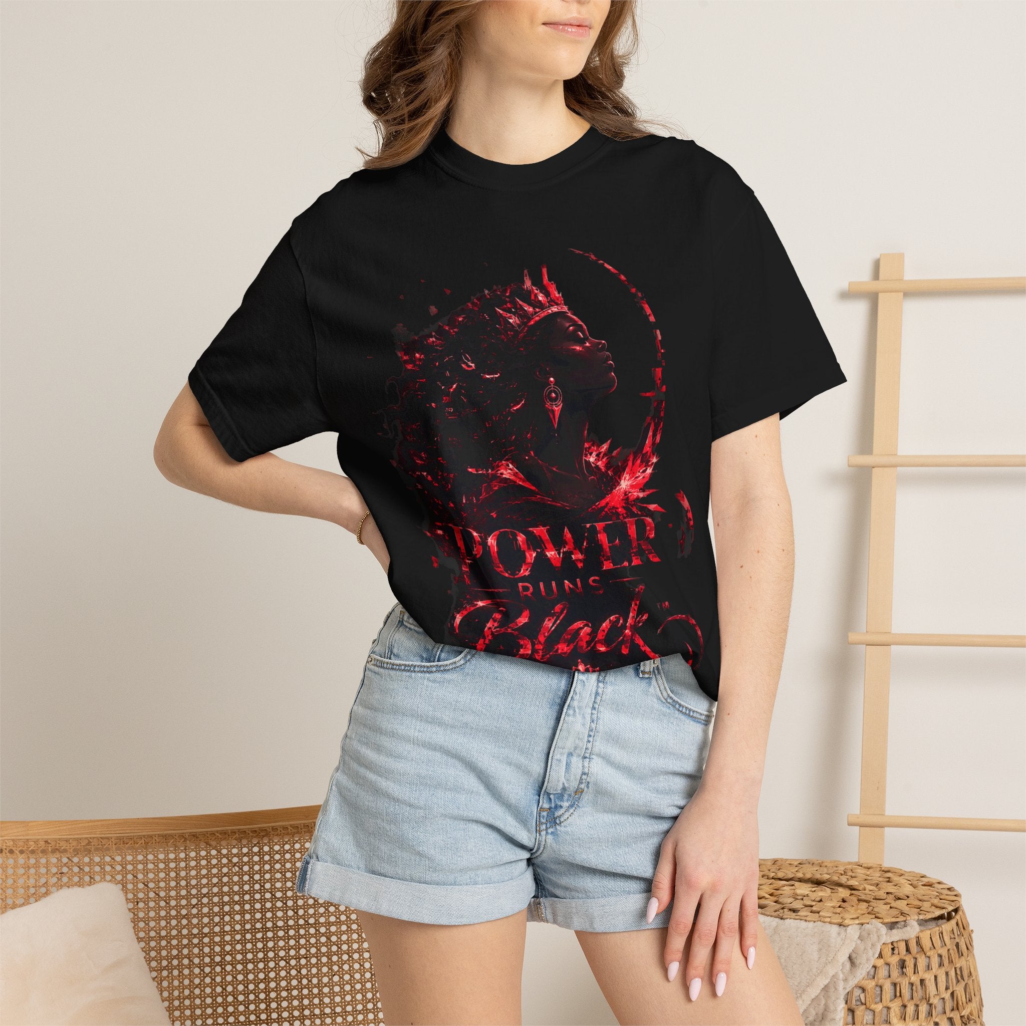 Power Runs Black Crown T-Shirt | Gothic Silhouette Artwork by Power Runs Black