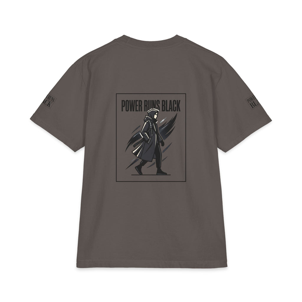 Power Runs Black Graphic T-Shirt — Bold Monochrome Streetwear by Printify