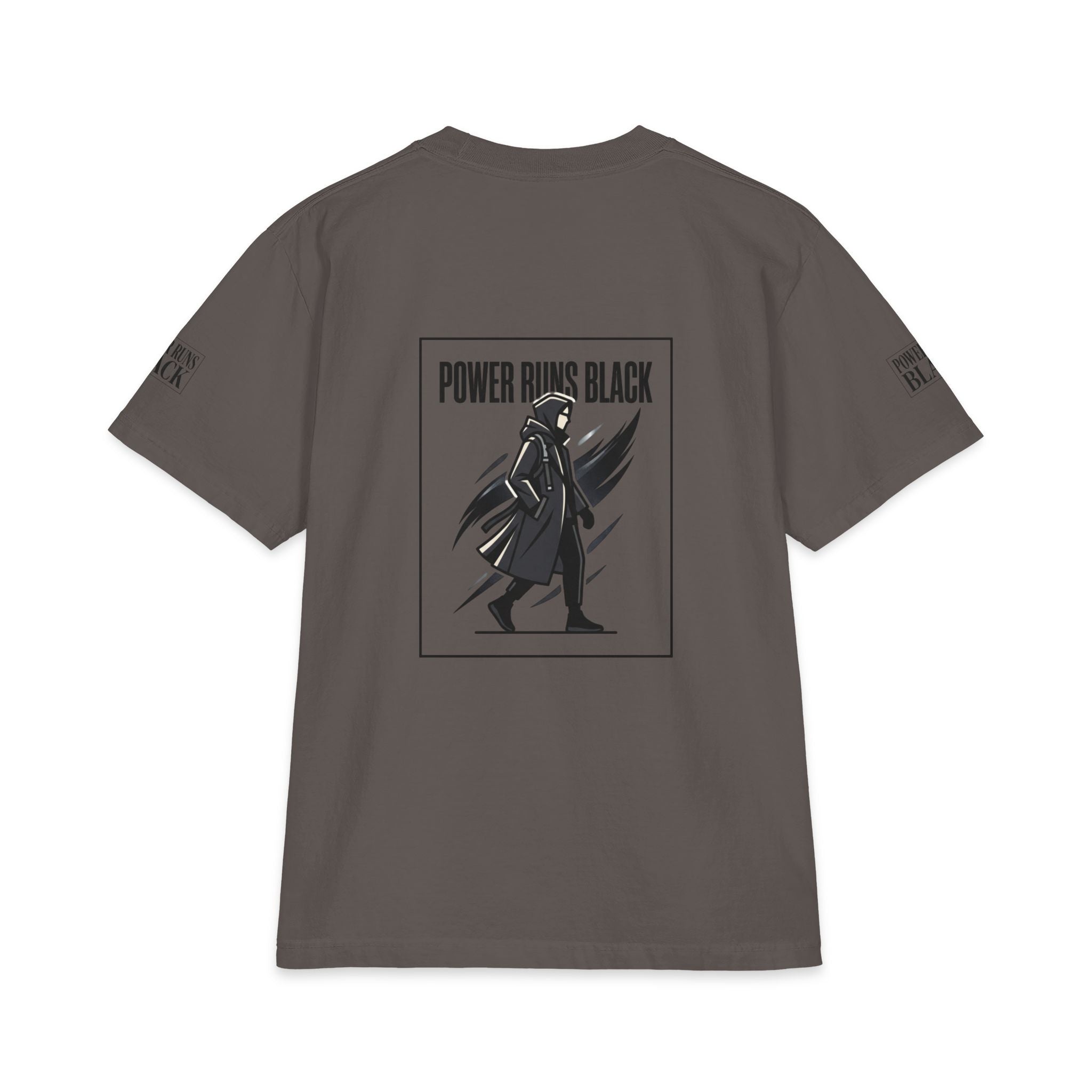 Power Runs Black Graphic T-Shirt — Bold Monochrome Streetwear by Printify