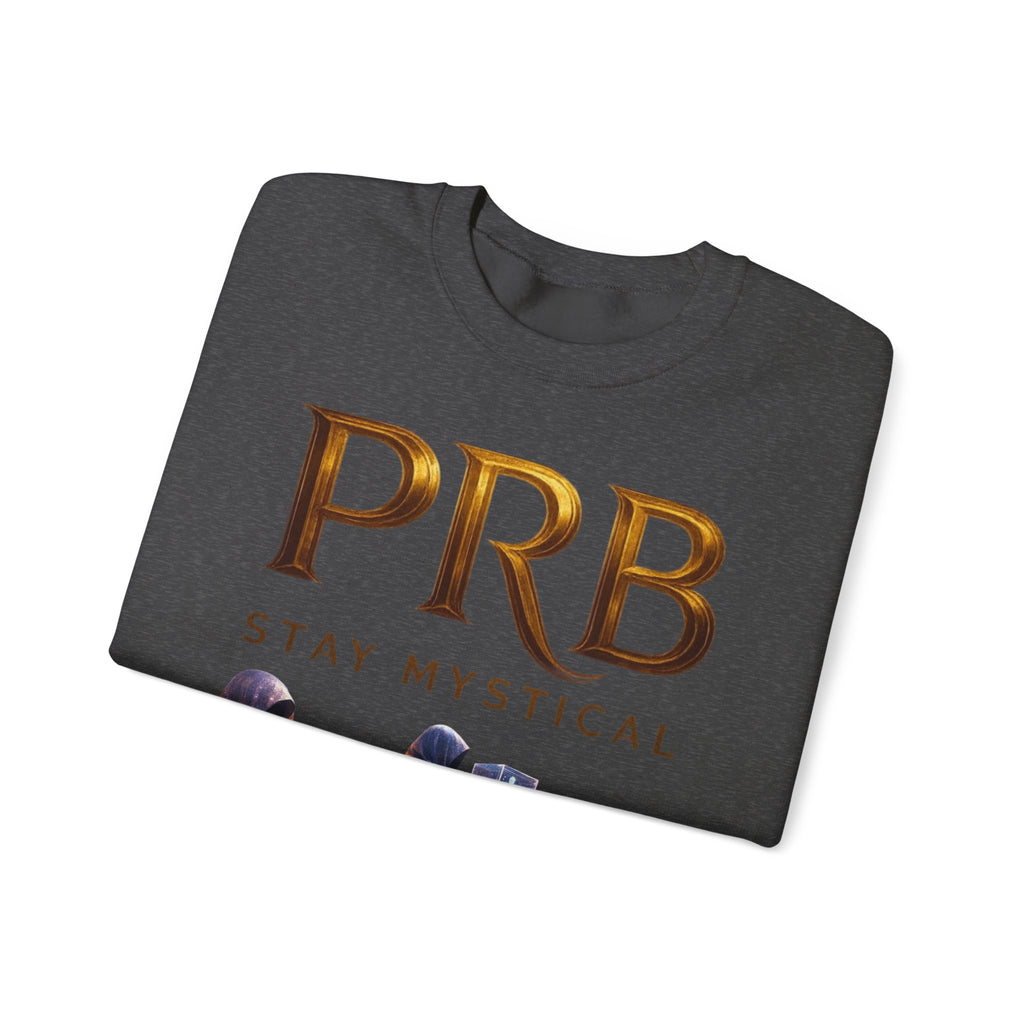 PRB Mystic Library Crewneck Sweatshirt — Cosmic Wizardry Art by Power Runs Black