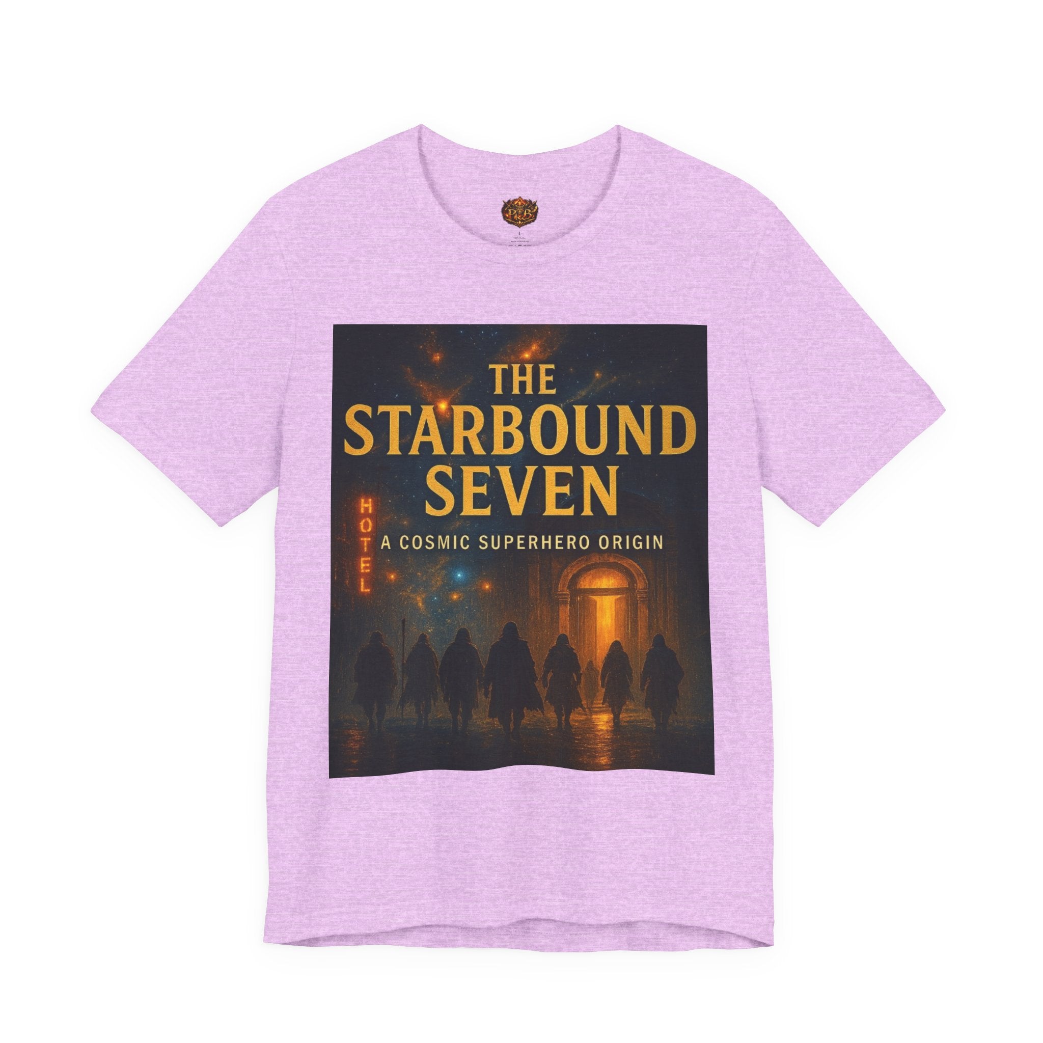 Power Runs Black PRB The Starbound Seven Tee – Retro Cosmic Superhero Poster Shirt by Power Runs Black