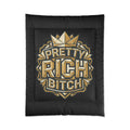 PRB Pretty Rich Bitch Comforter — Bold Gold Art Deco Luxe Bedding by Power Runs Black