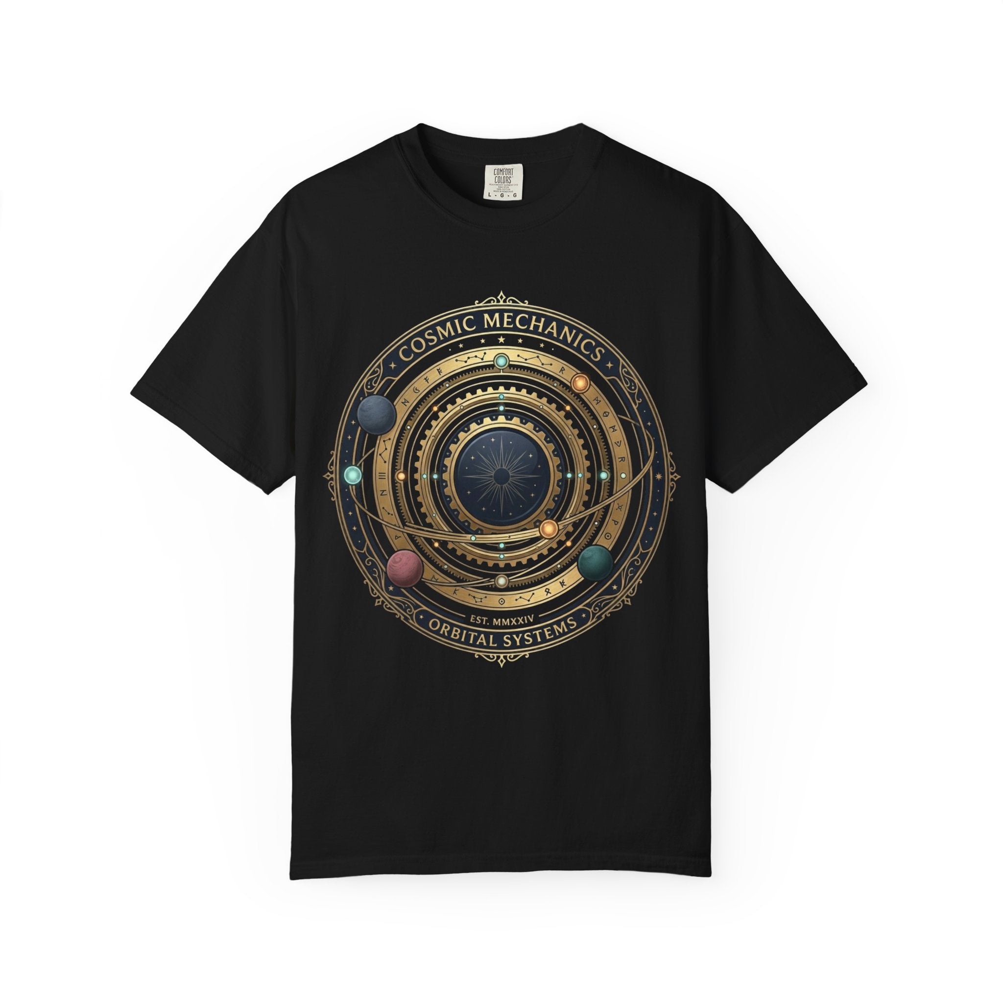 PRB Cosmic Mechanics Solar System Graphic T-Shirt | Planetary Orbit Tee by Printify
