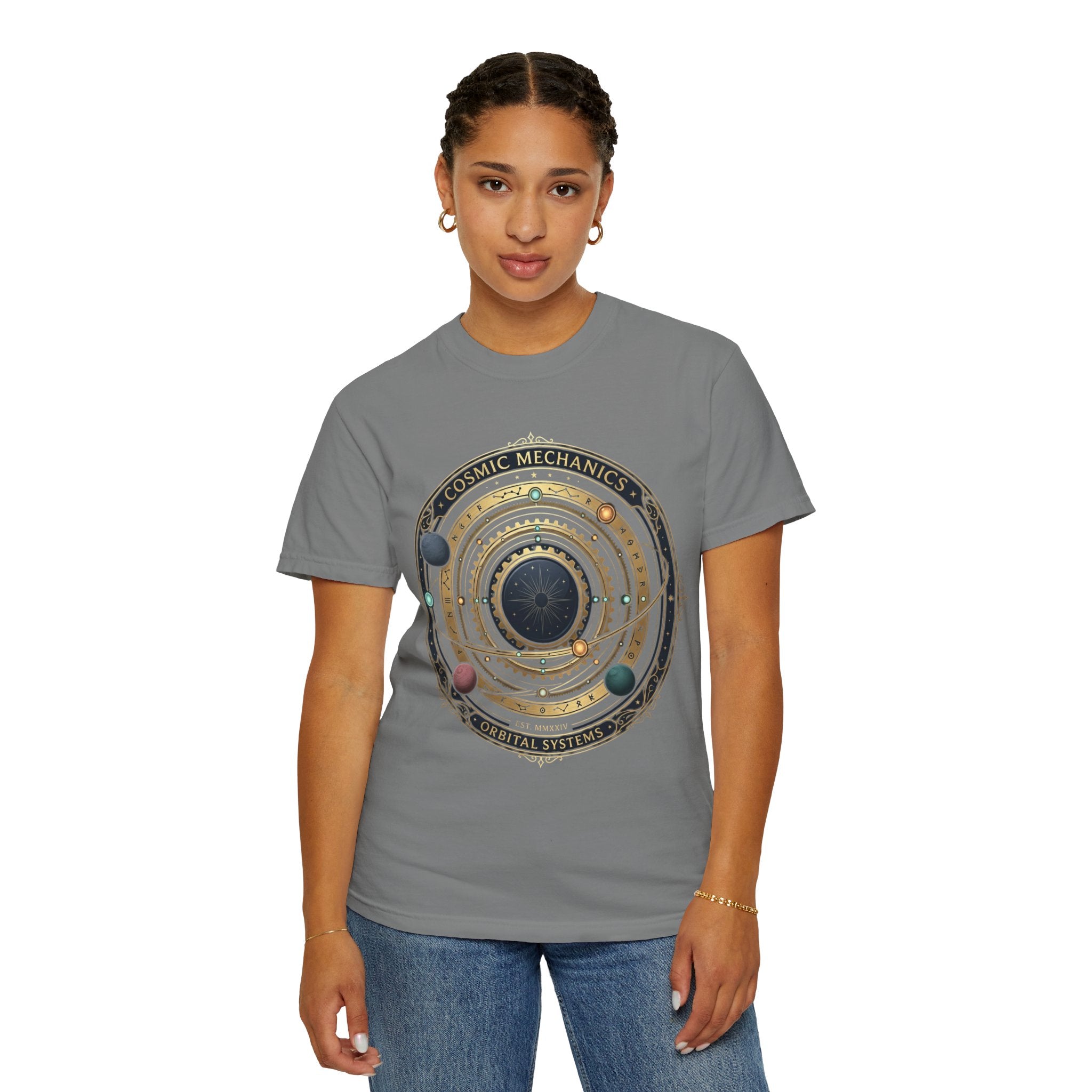 PRB Cosmic Mechanics Solar System Graphic T-Shirt | Planetary Orbit Tee by Printify