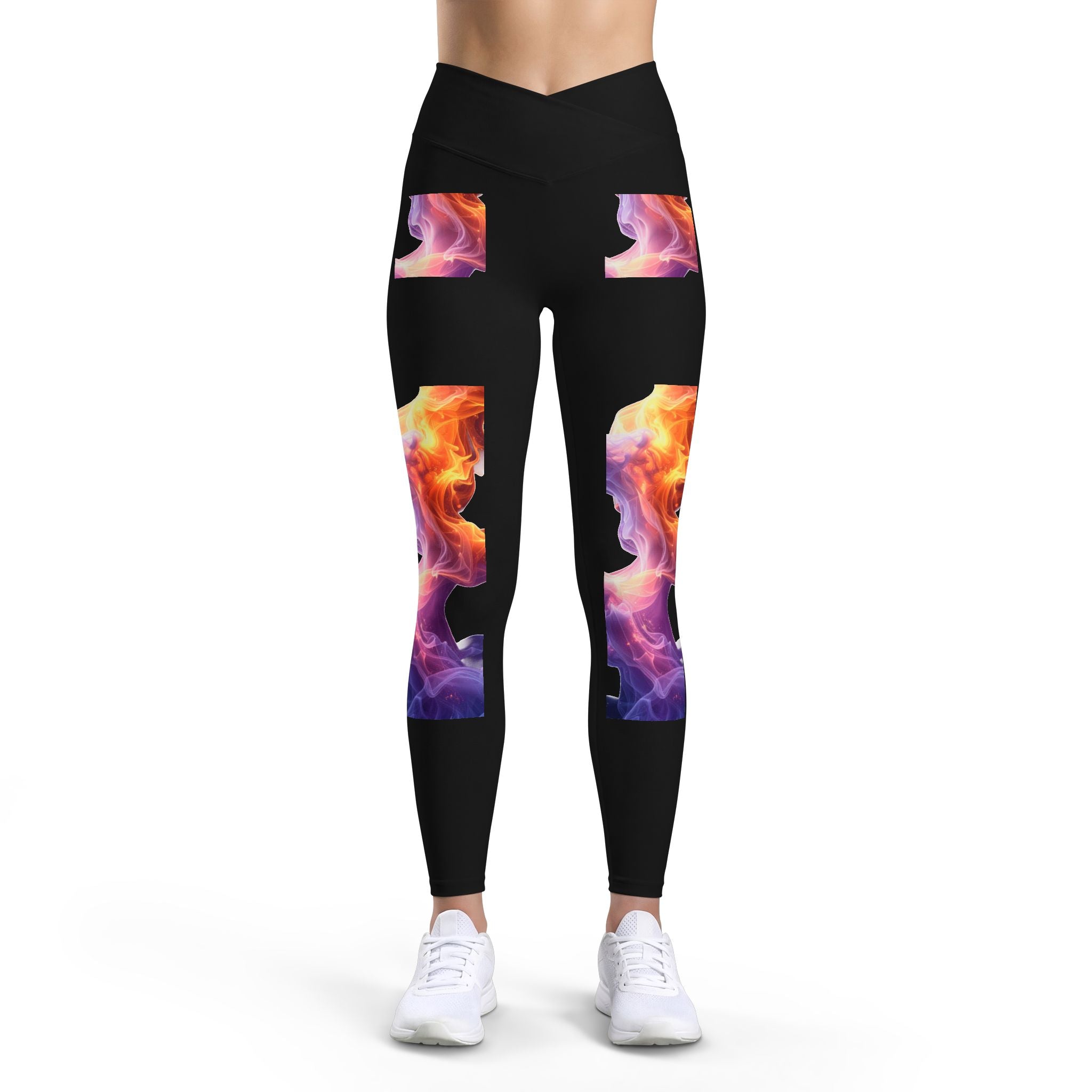 Power Runs Black PRB Pretty Rich Bitch The Collection Abstract Flame Print Leggings — Women’s High-Waist Yoga & Activewear by Power Runs Black