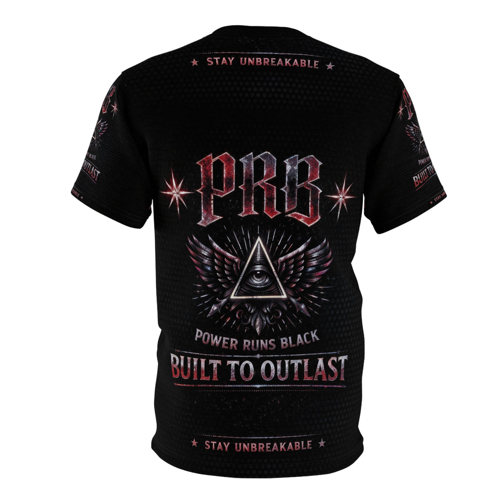 PRB Built to Outlast Tee — PRB Power Runs Black Graphic Shirt by Printify