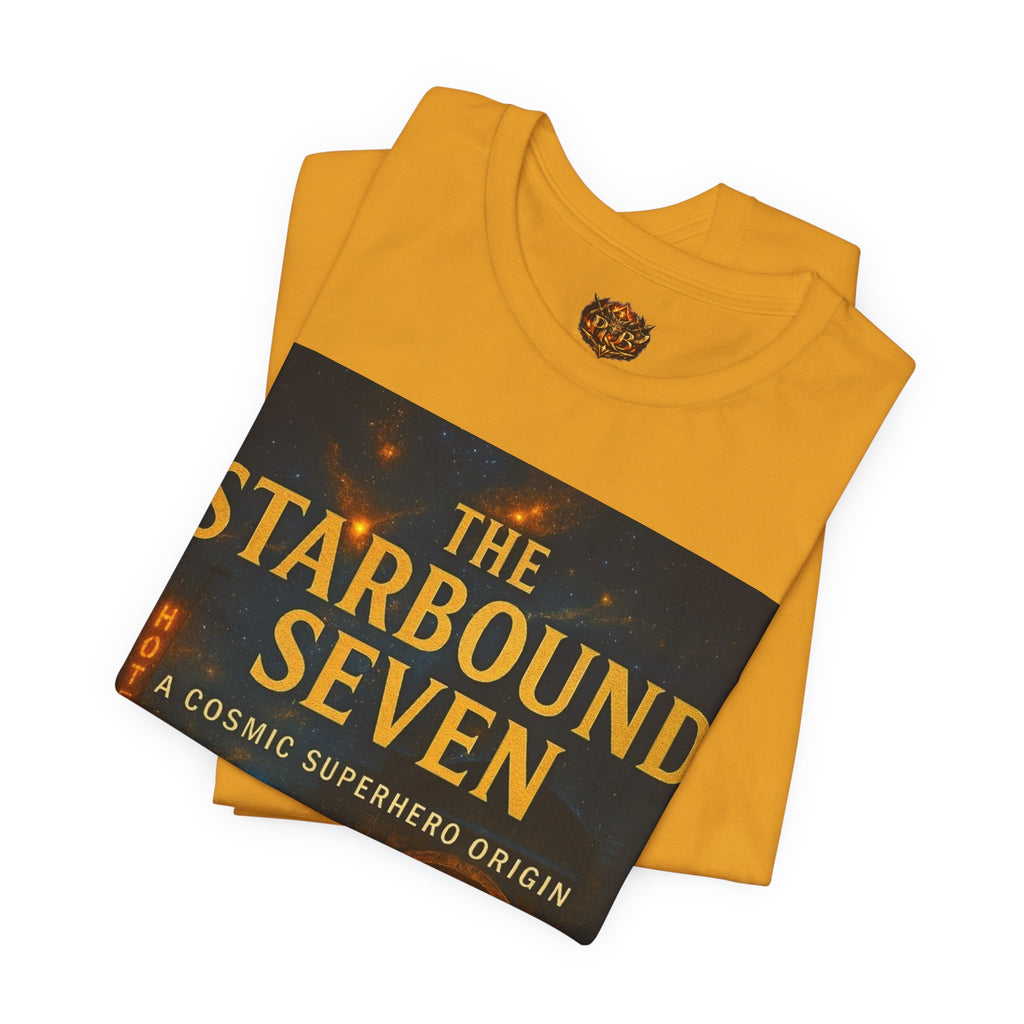 Power Runs Black PRB The Starbound Seven Tee – Retro Cosmic Superhero Poster Shirt by Power Runs Black