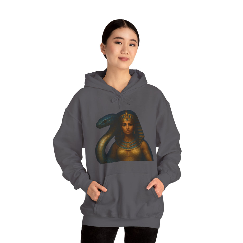 PRB Egyptian Goddess Portrait Hoodie | Serpent Headdress, Ancient Queen Art by Power Runs Black