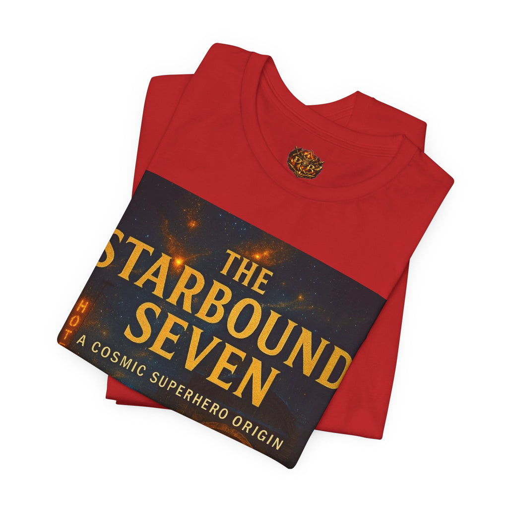 Power Runs Black PRB The Starbound Seven Tee – Retro Cosmic Superhero Poster Shirt by Power Runs Black