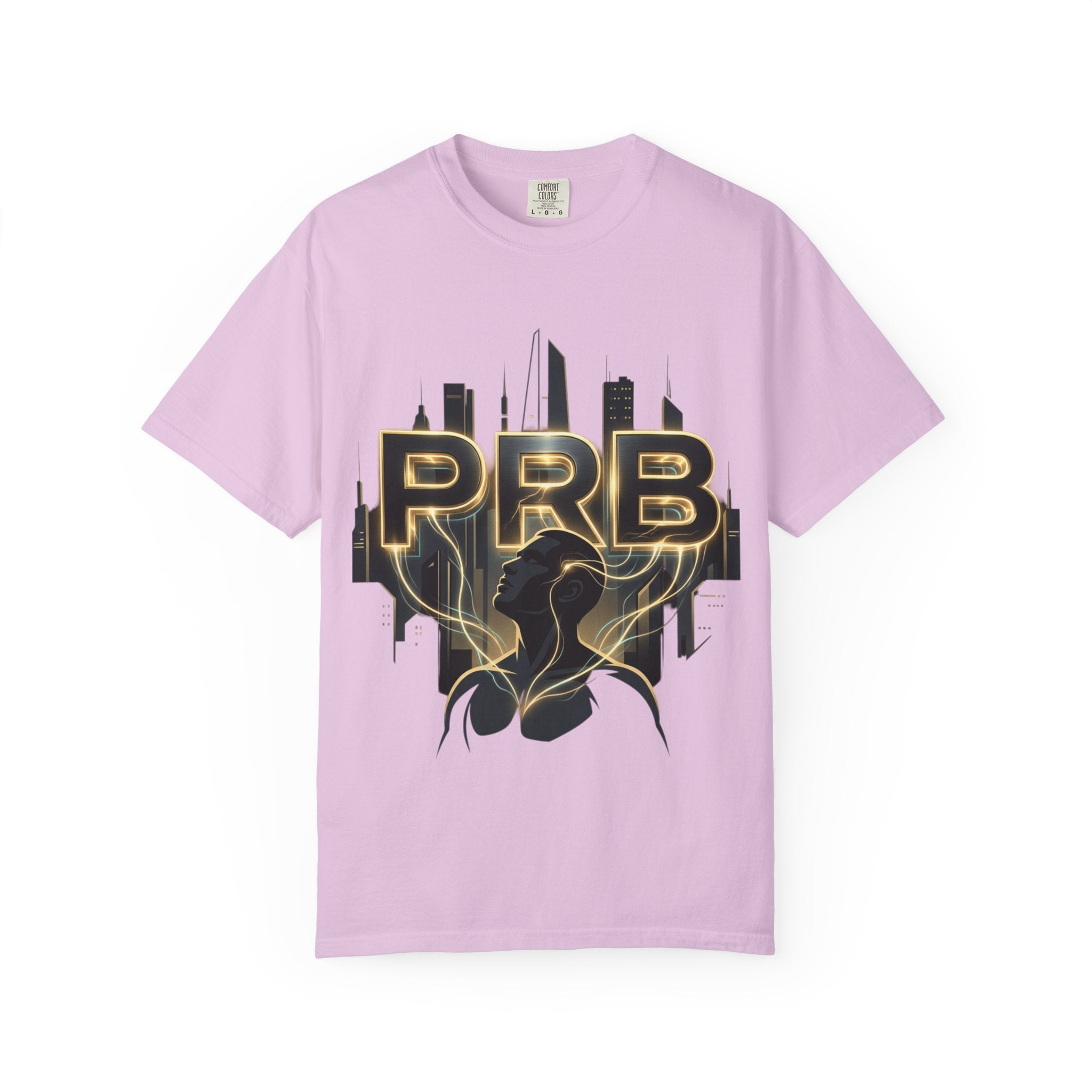 PRB Cityscape Graphic T-Shirt | Black & Gold Urban Streetwear Tee by Printify