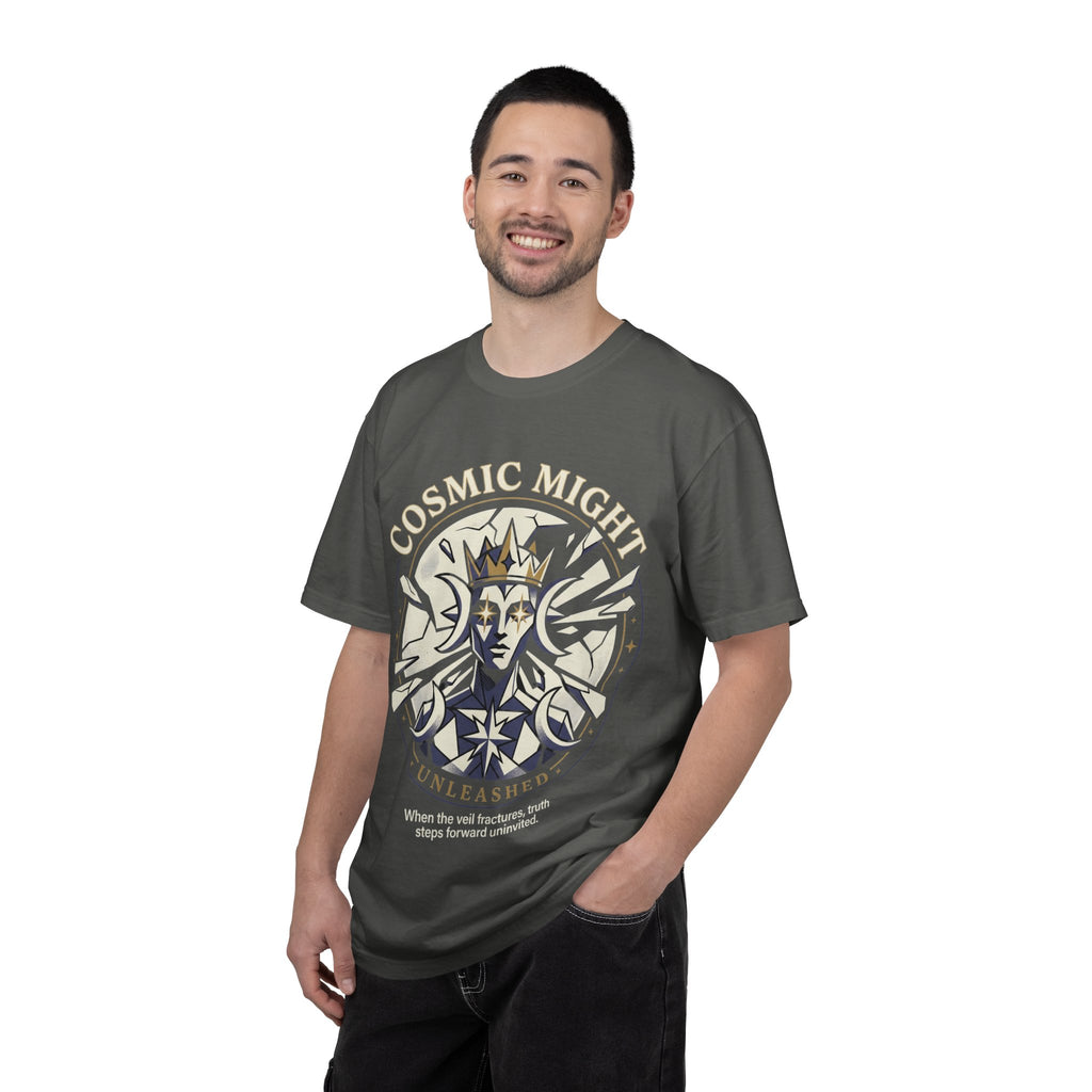 PRB Starforged Flex Cosmic Might Unleashed Graphic T-Shirt — 'Cosmic Might Unleashed' Vintage Astro King Tee by Power Runs Black