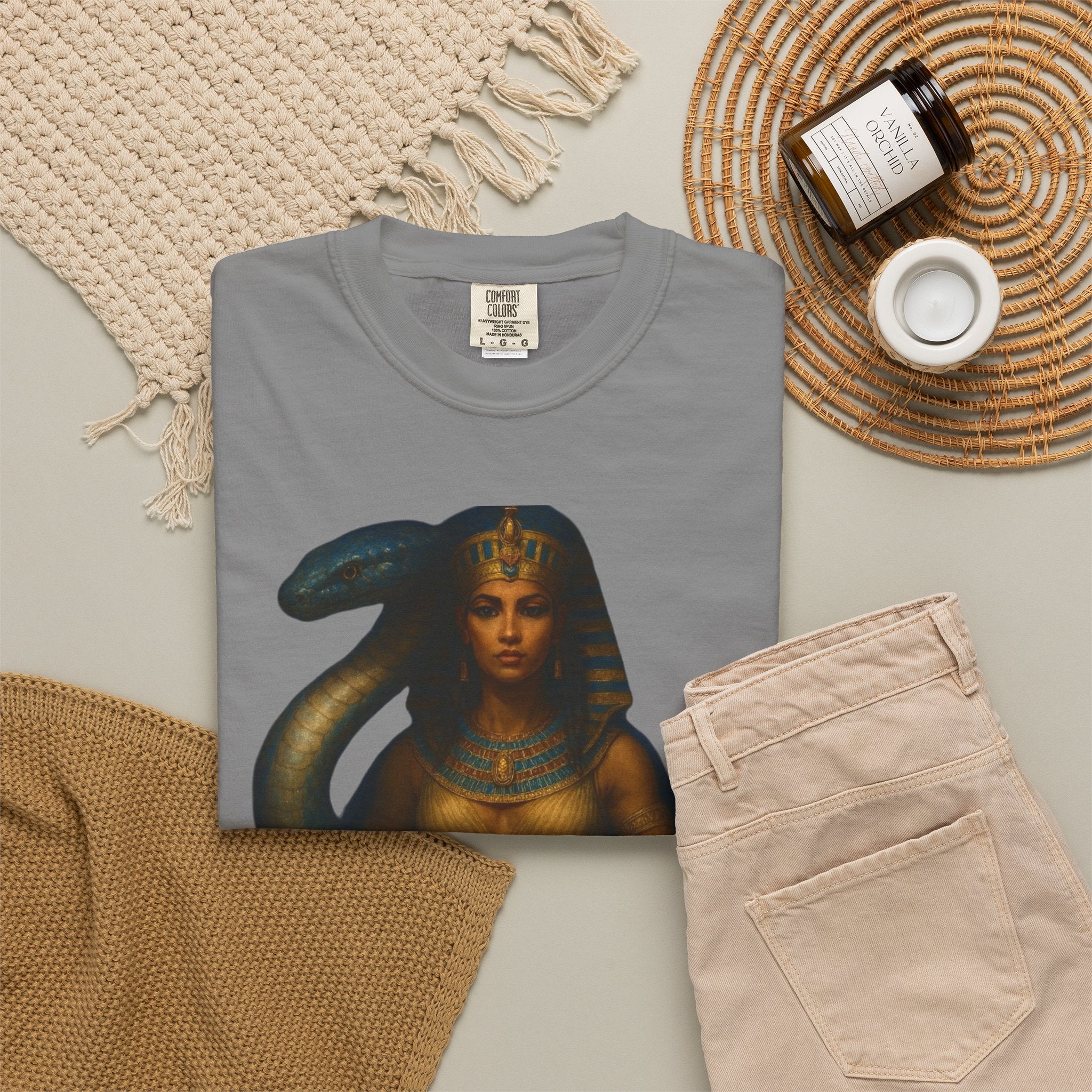 PRB Egyptian Goddess with Snake T-Shirt | Pharaoh Serpent Art Tee by Power Runs Black