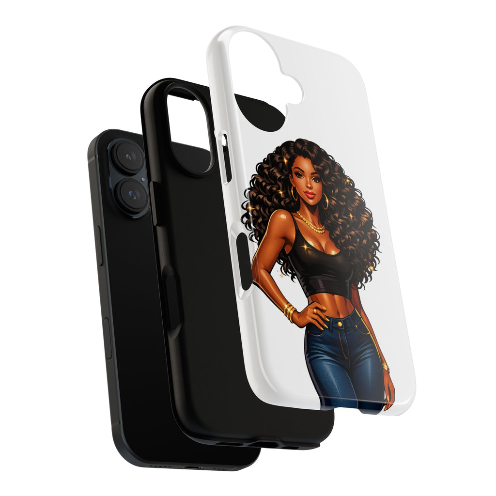 Pretty Rich Bitch by PRB Curly Hair Phone Case by Power Runs Black