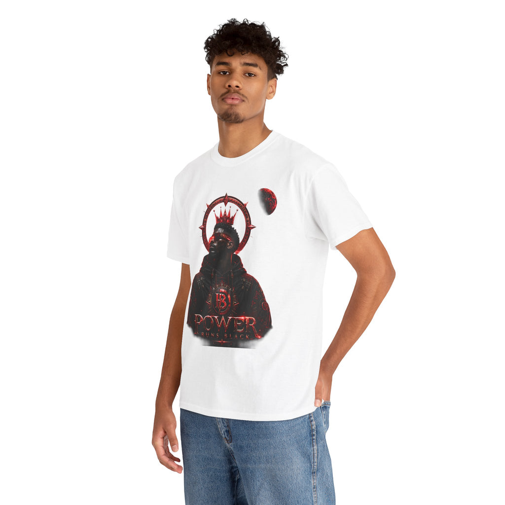 Power Runs Black Red Angel Graphics Tee by Printify