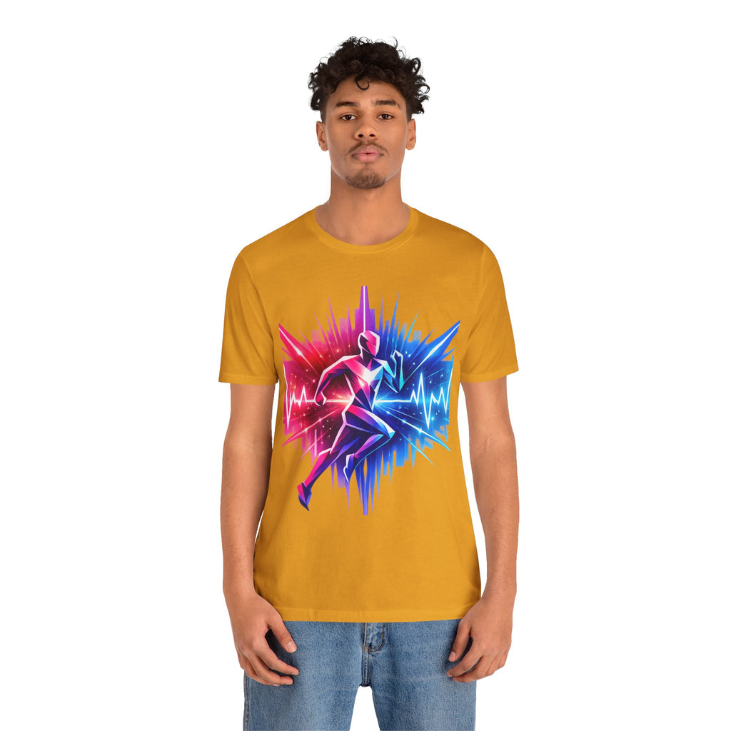 Power Runs Black PRB Running Pulse Graphic Tee — Neon Runner Heartbeat Sports T‑Shirt by Power Runs Black