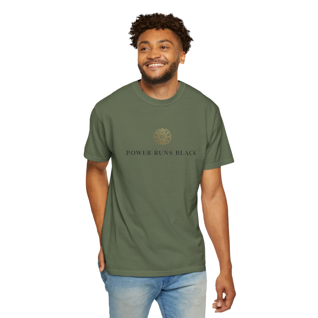Power Runs Black PRB Graphic T-Shirt — Minimal Emblem Tee by Power Runs Black