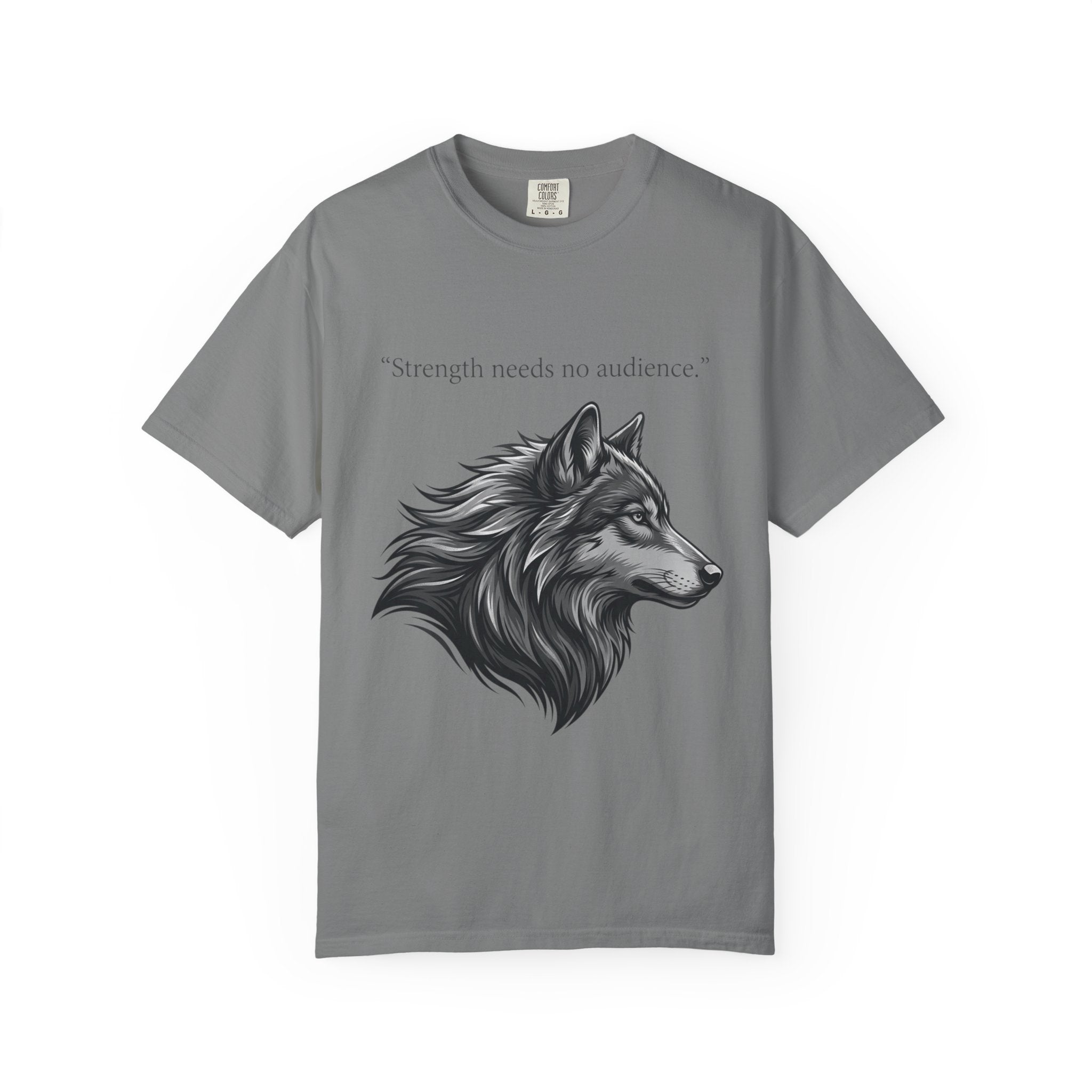 PRB Wolf Head T-Shirt — "Strength needs no audience" Inspirational Graphic Tee by Printify