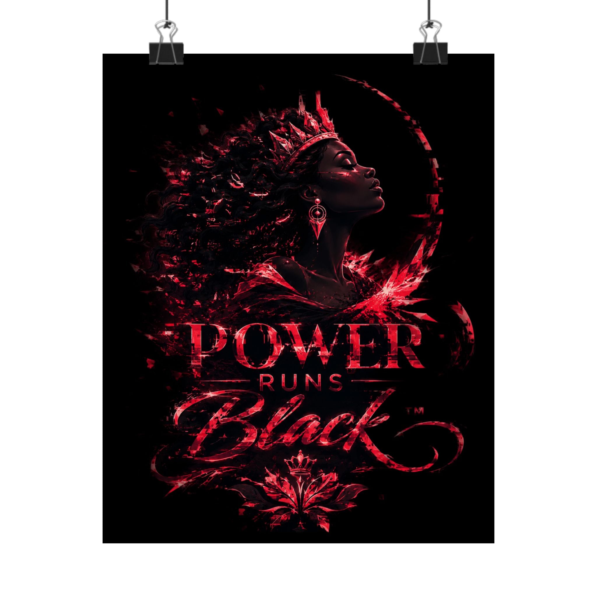 Power Runs Black Matte Poster — Afrocentric Inspirational Wall Art by Power Runs Black