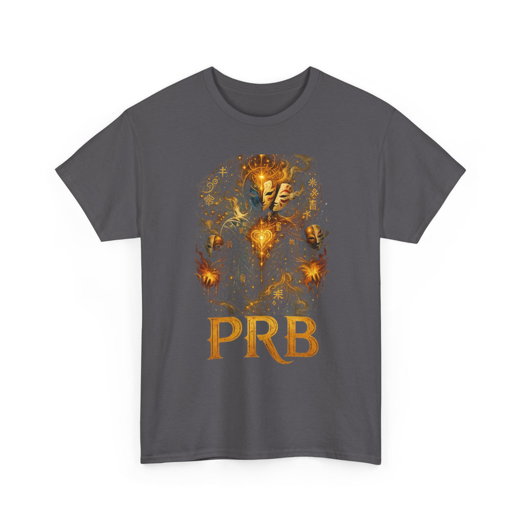 PRB Golden Mystic Mask Graphic Tee — Vintage Nature Illustration T-Shirt by Power Runs Black
