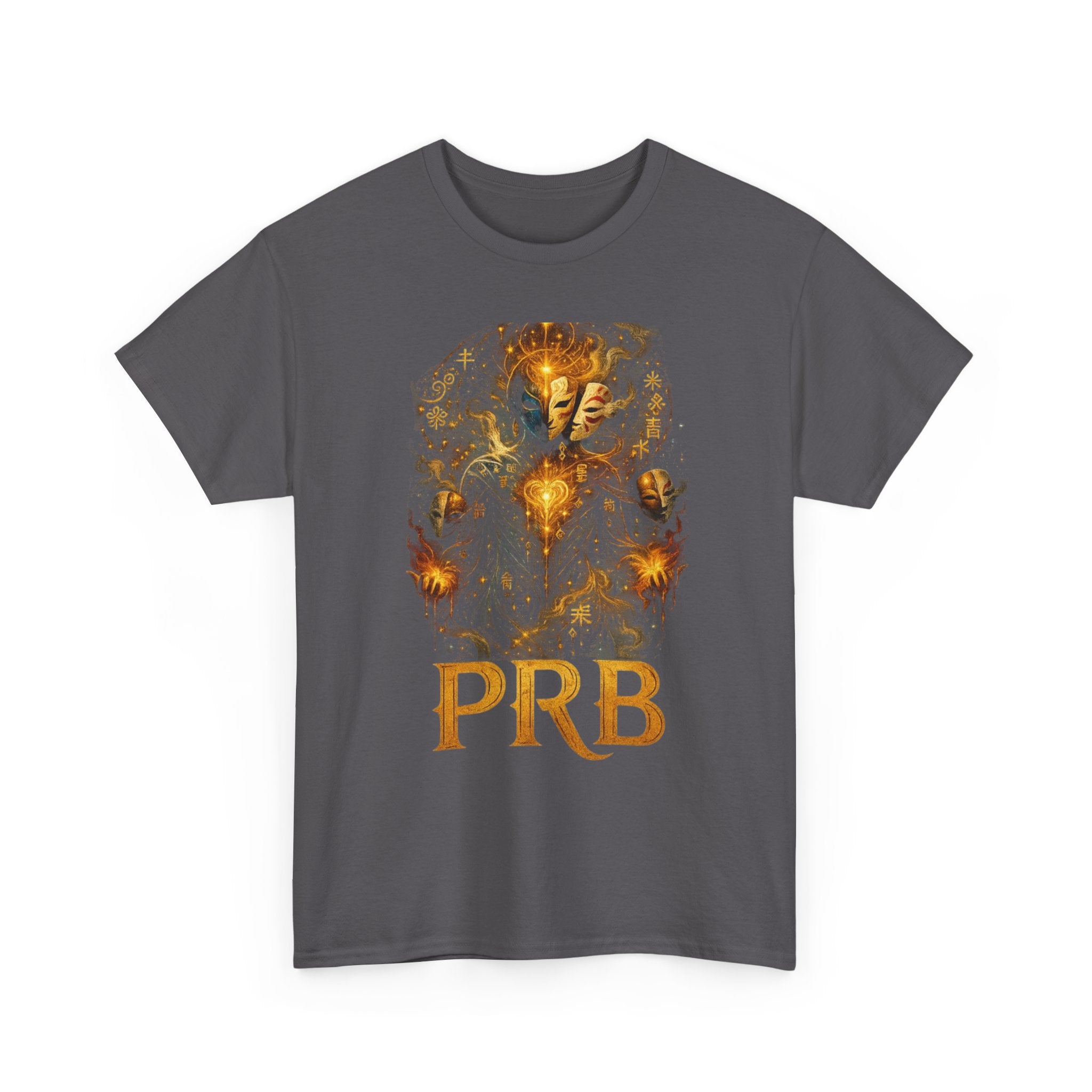 PRB Golden Mystic Mask Graphic Tee — Vintage Nature Illustration T-Shirt by Power Runs Black